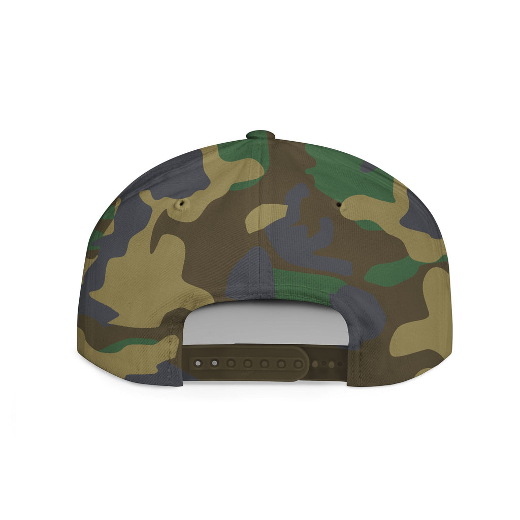 Flat Bill Snapback Hat — Gothic "PG" Monogram with Star Cluster