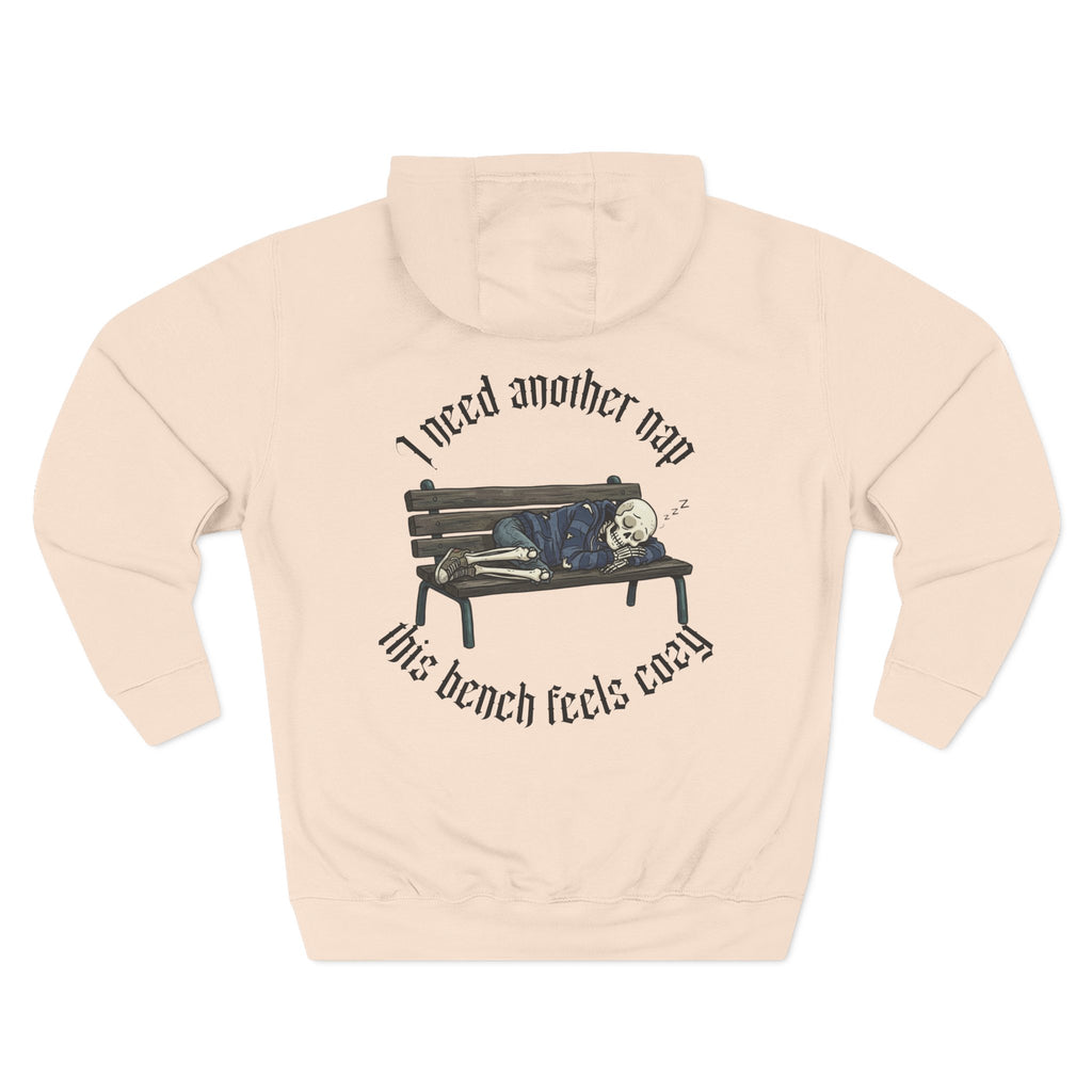 Skelly Cozy Bench Fleece Hoodie — 'Cozy Bench for Skelly' Graphic