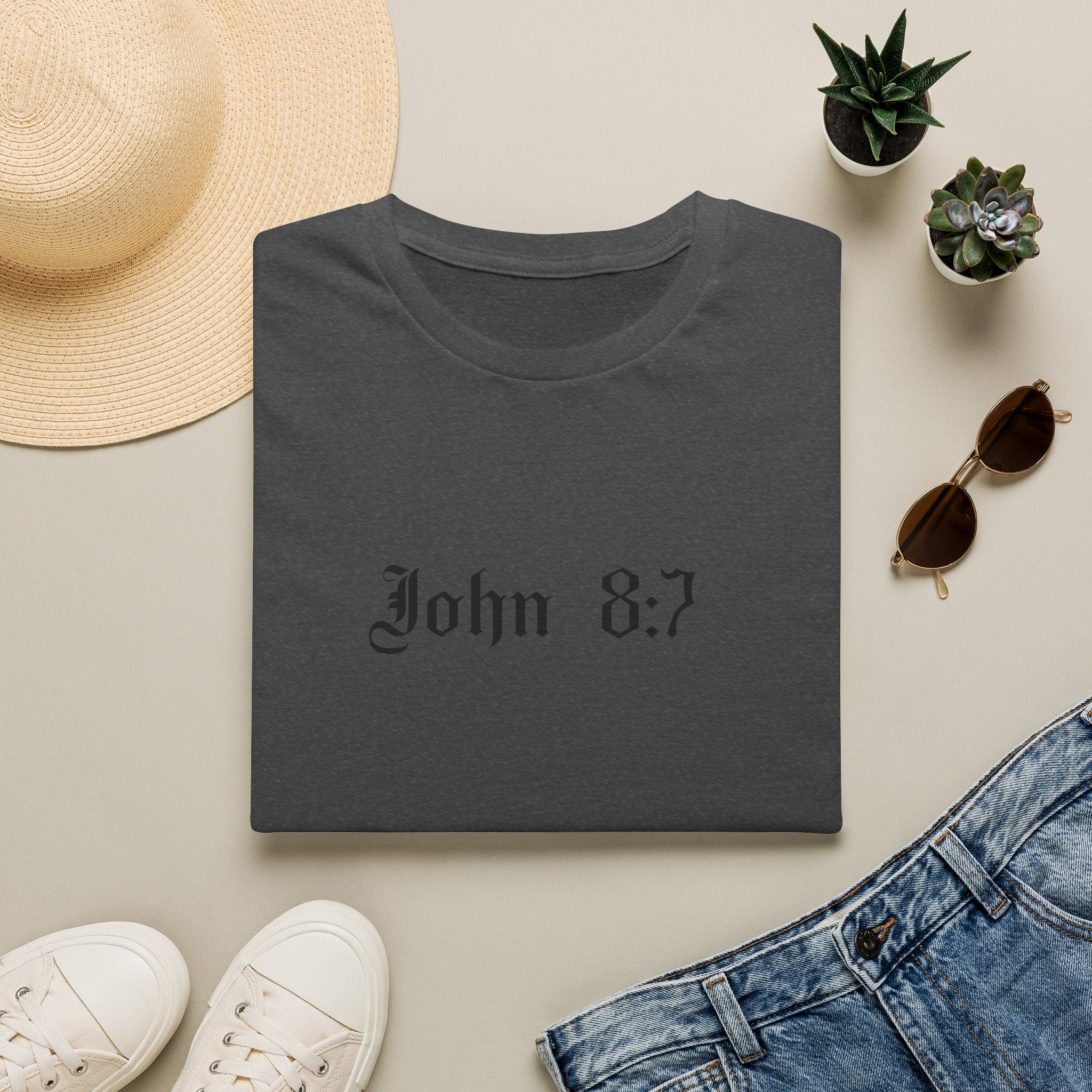 T-Shirt — John 8:7 Vintage Scripture Tee