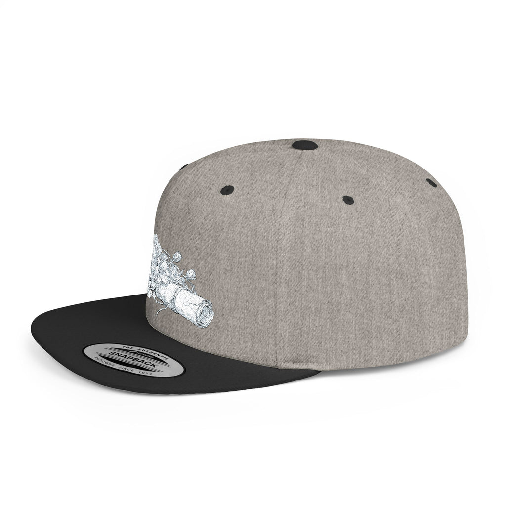 Snapback Hat — Silver Glitter Rose Embroidered Flat Bill Cap