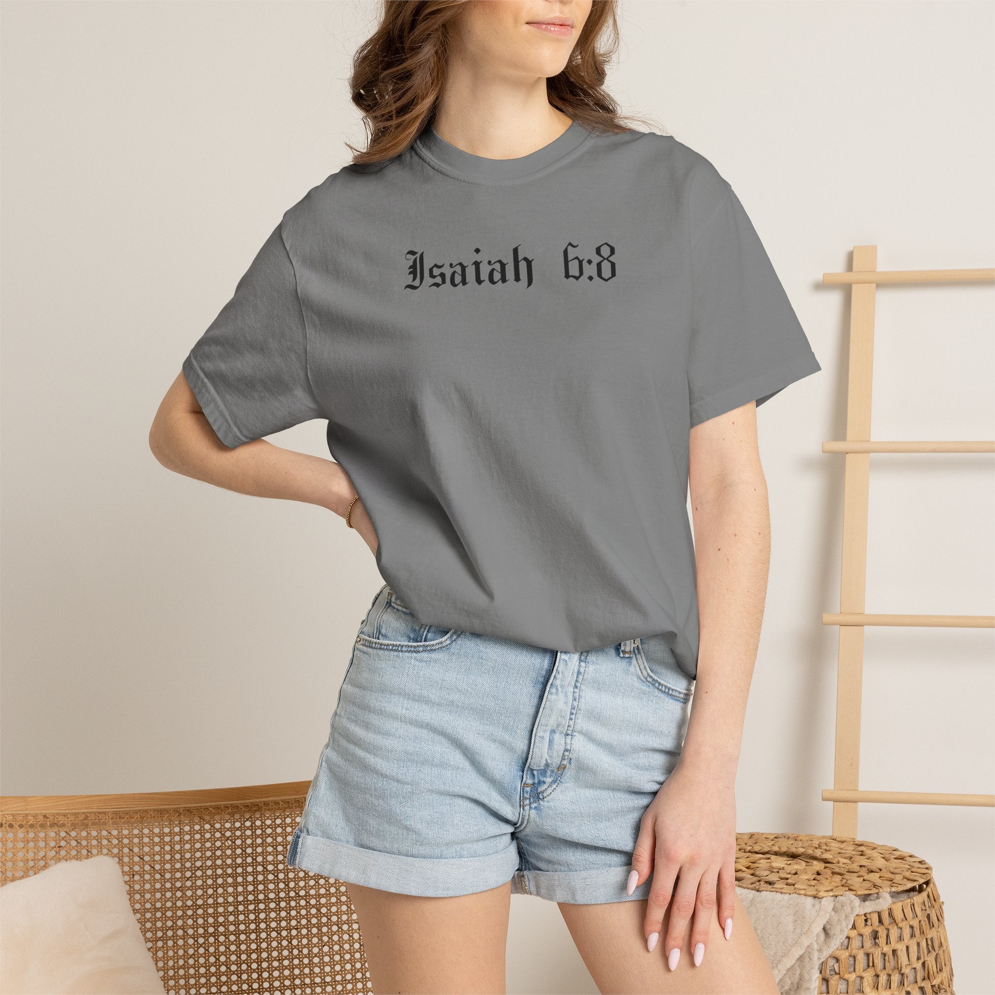 Isaiah 6:8 T-Shirt — Vintage Prayerful Backpacker Graphic Tee