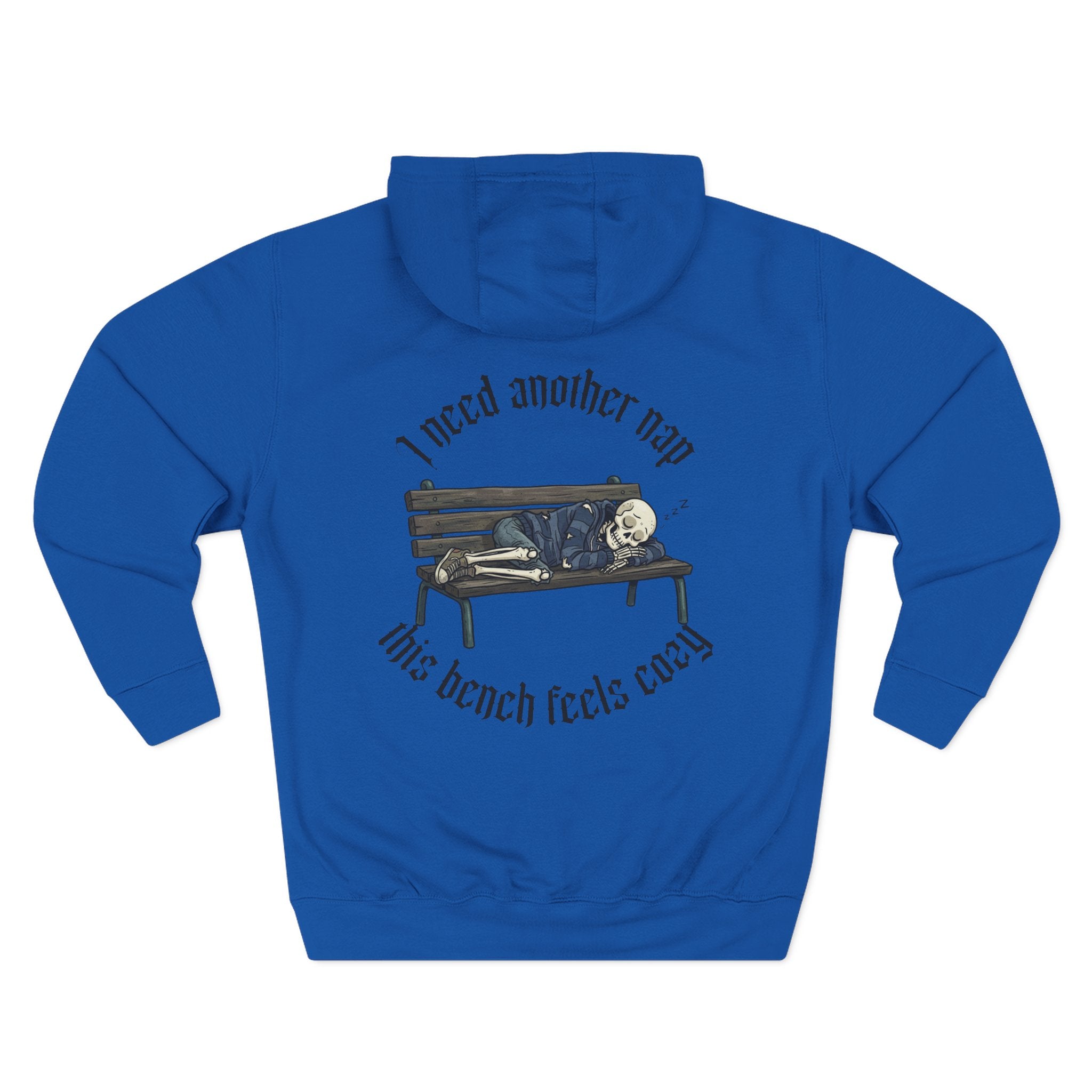 Skelly Cozy Bench Fleece Hoodie — 'Cozy Bench for Skelly' Graphic