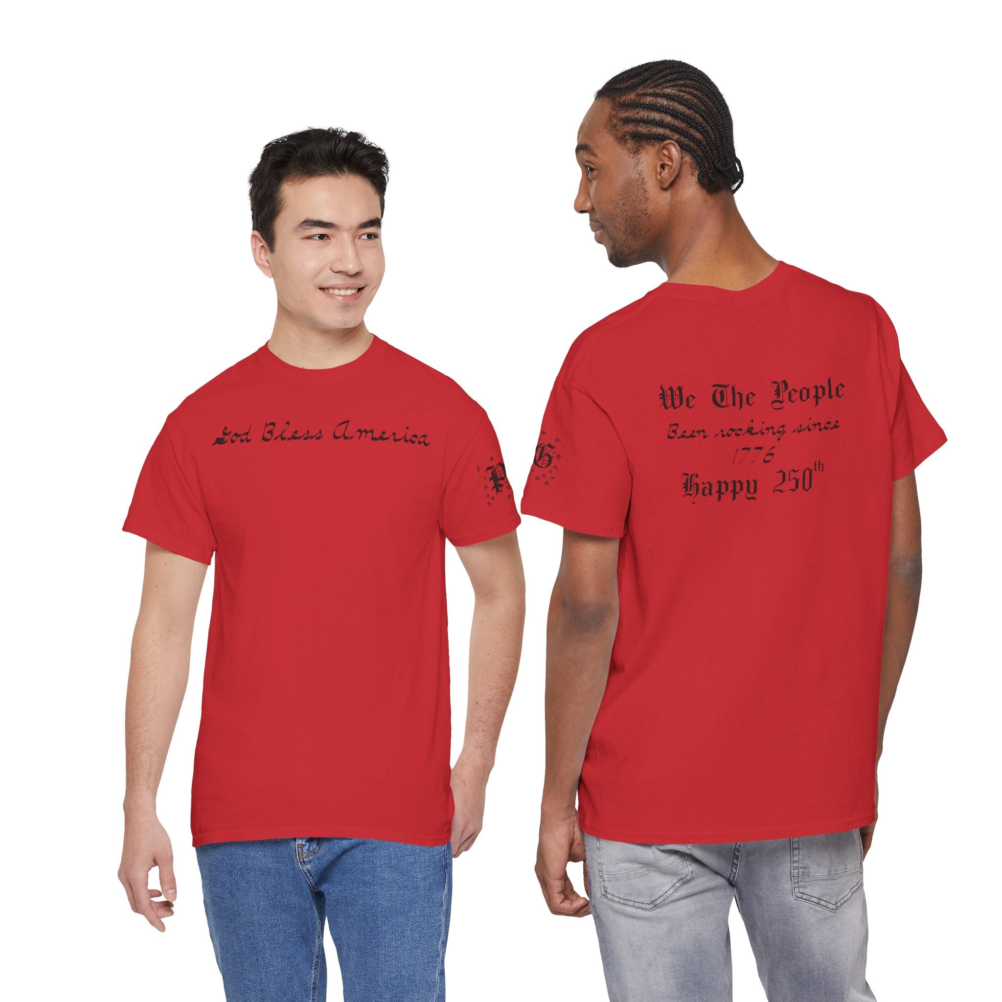 Patriotic 'God Bless America' Tee — 'We The People' Backprint 250th Celebration T-Shirt