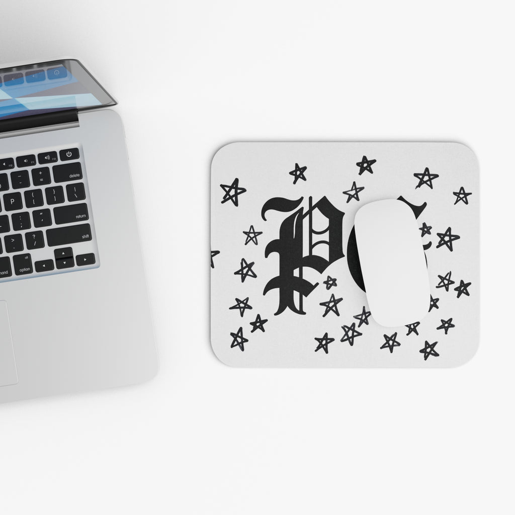 Mouse Pad — Gothic "PG" Monogram with Hand-Drawn Stars