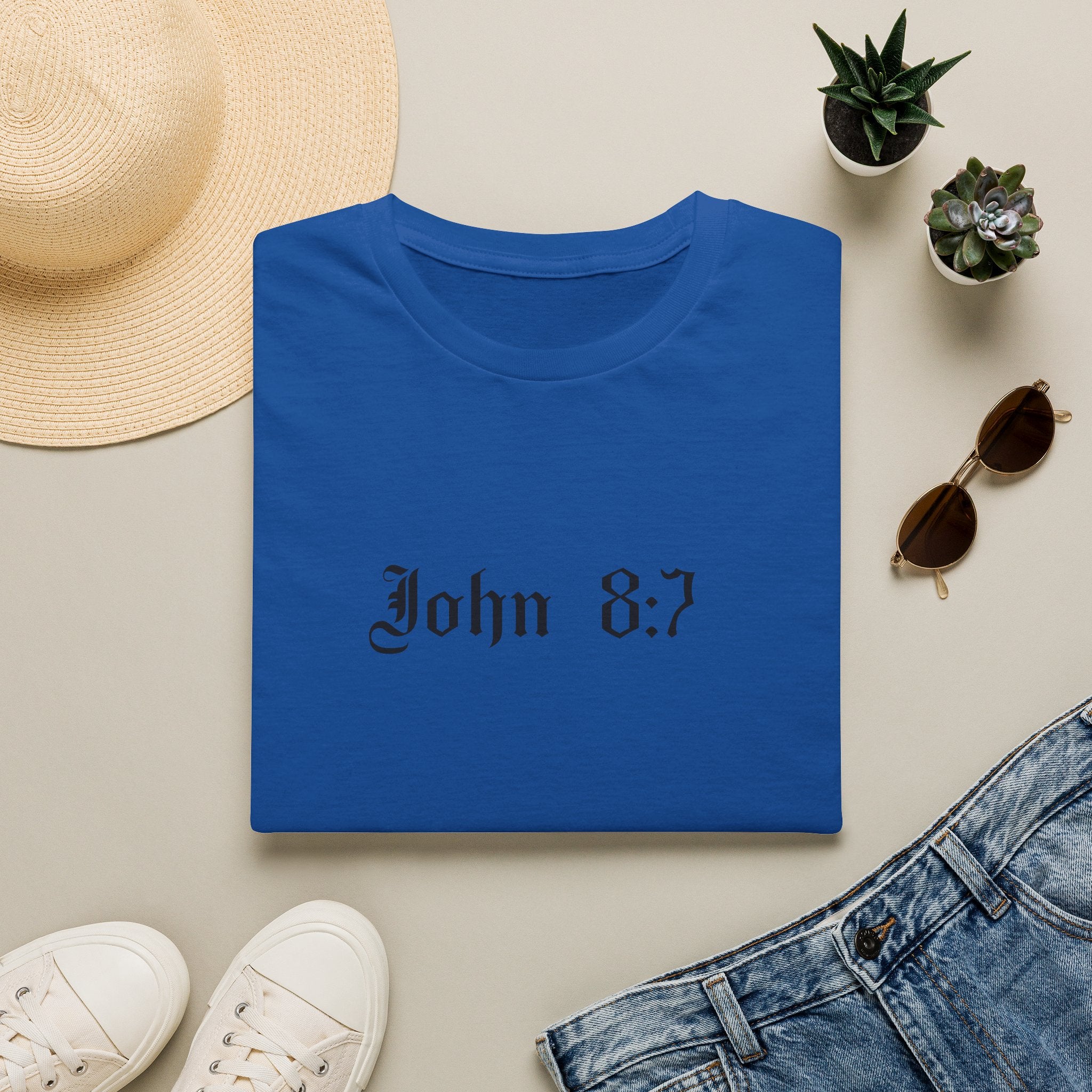 T-Shirt — John 8:7 Vintage Scripture Tee