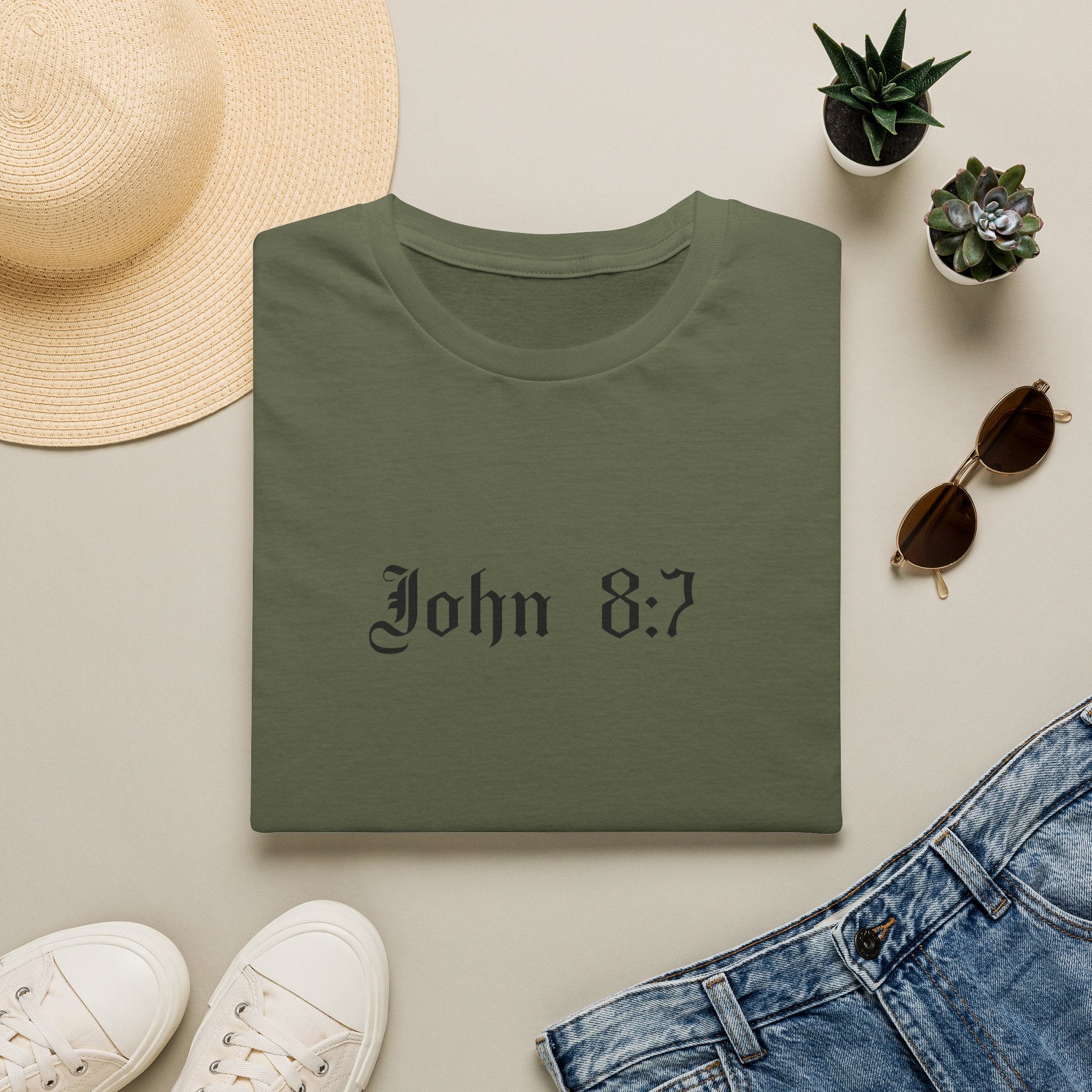 T-Shirt — John 8:7 Vintage Scripture Tee