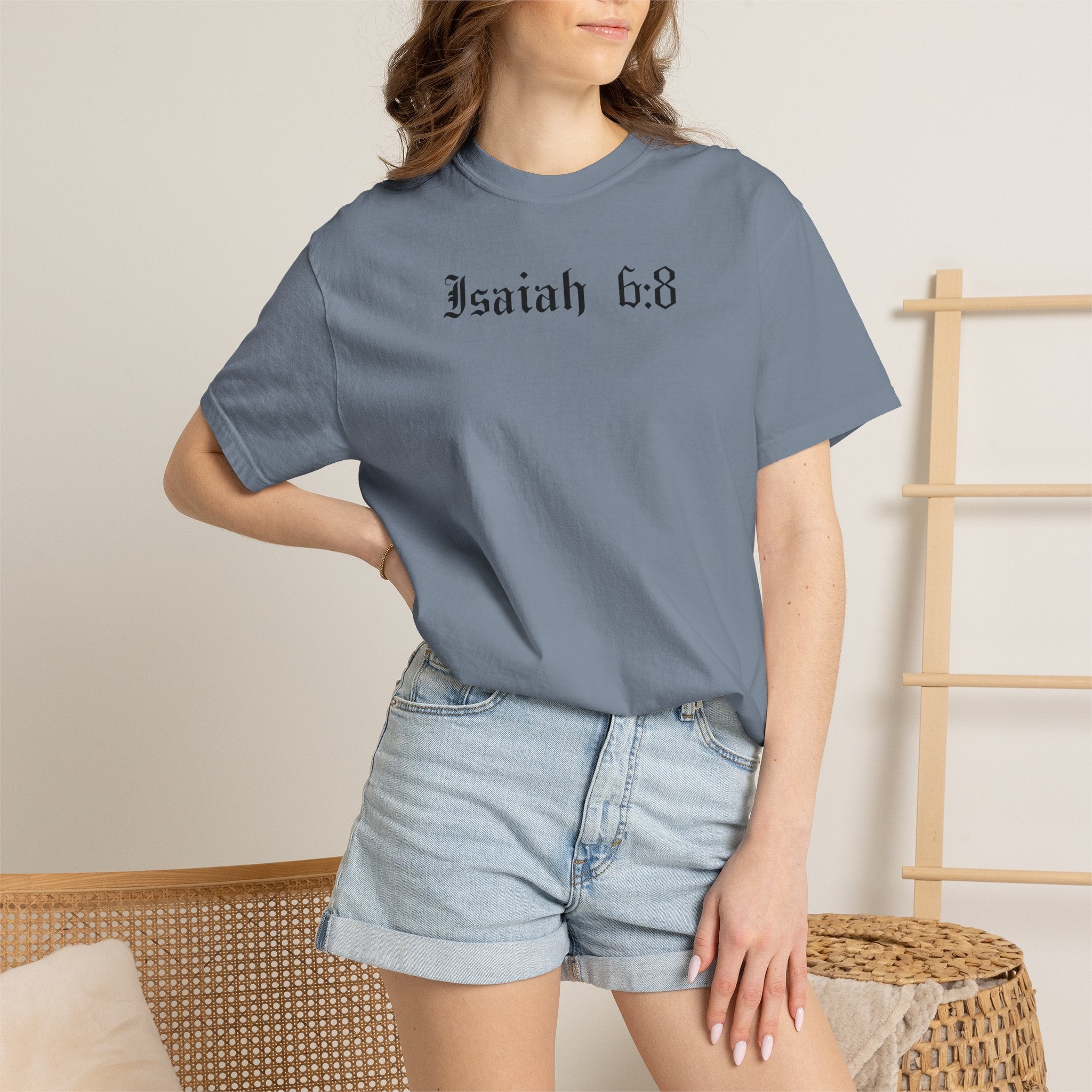 Isaiah 6:8 T-Shirt — Vintage Prayerful Backpacker Graphic Tee