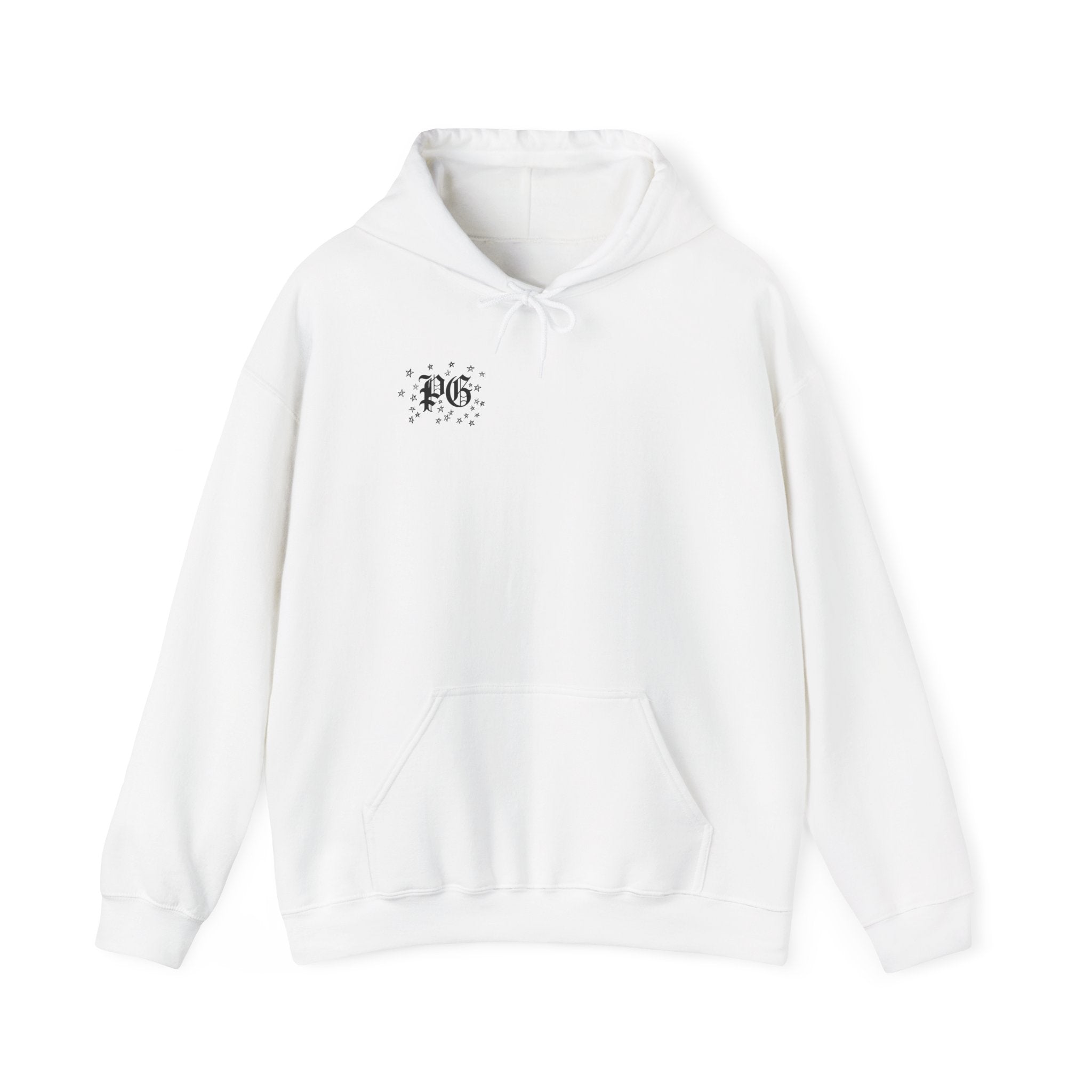 Floral Monogram Hoodie — 'PG' Gothic Letter Garden Back Print