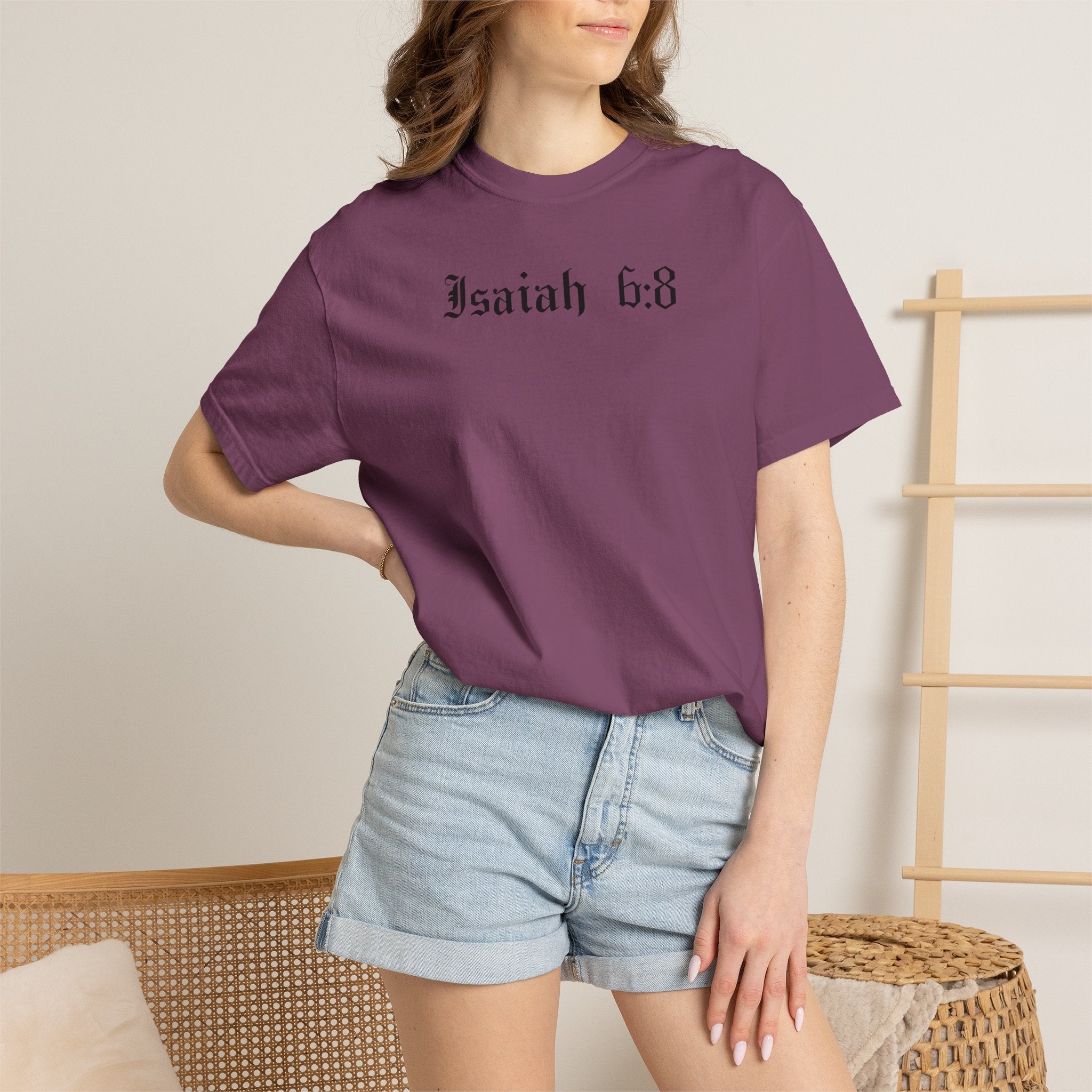 Isaiah 6:8 T-Shirt — Vintage Prayerful Backpacker Graphic Tee