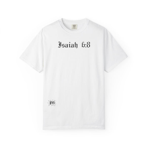 Isaiah 6:8 T-Shirt — Vintage Prayerful Backpacker Graphic Tee