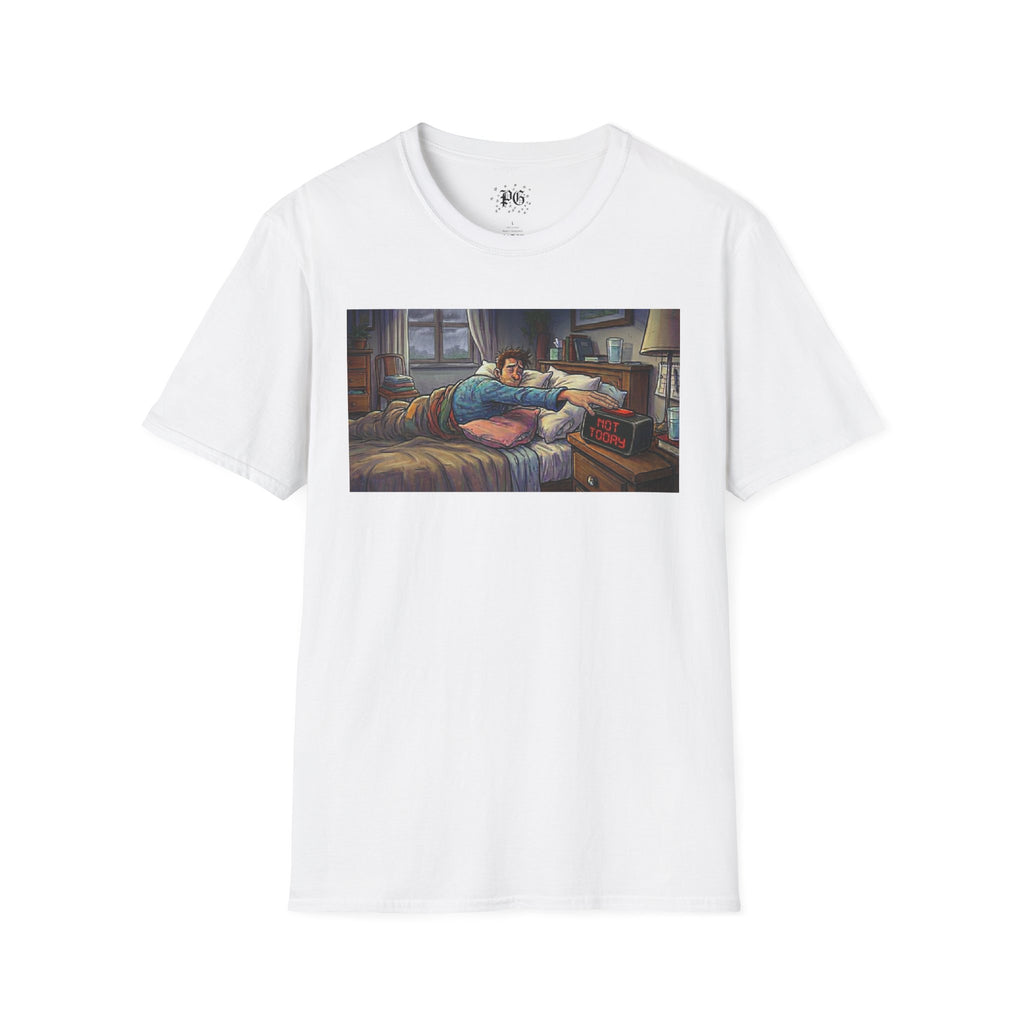 T-Shirt — 'Snooze Alarm' Cozy Morning Illustration Tee