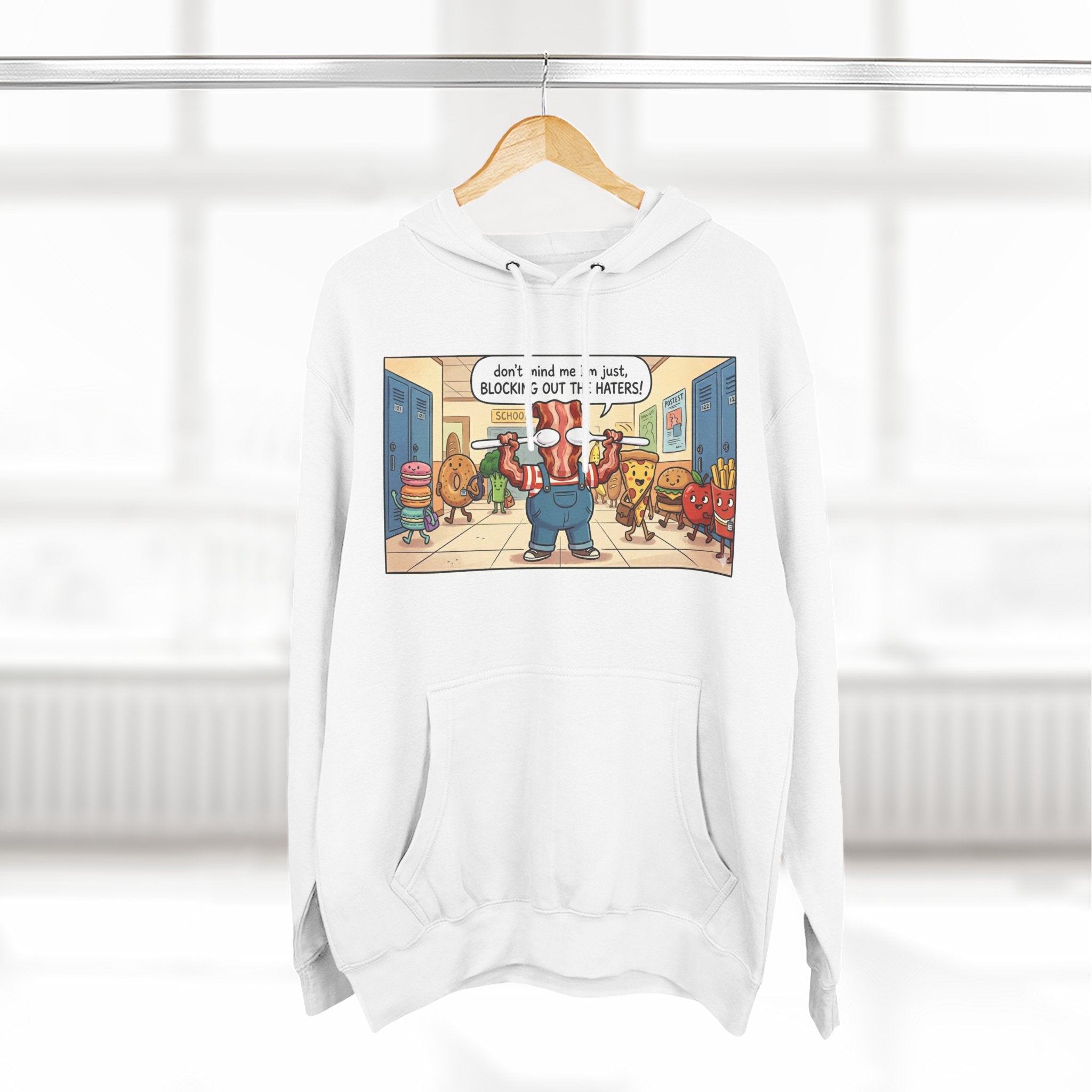 Cartoon School Hallway Hoodie — "Don’t Mess With My Block" Graphic Fleece Hoodie