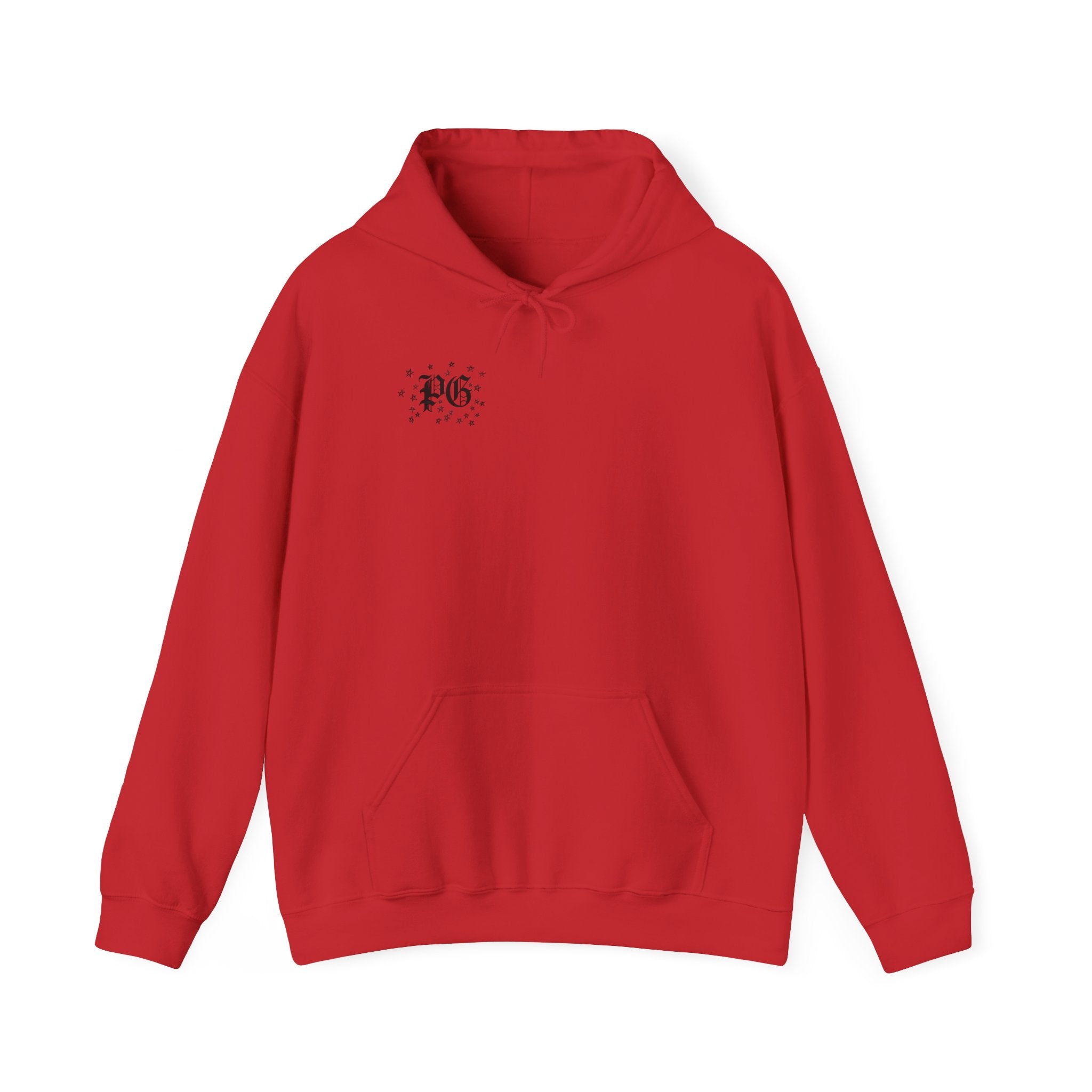 Floral Monogram Hoodie — 'PG' Gothic Letter Garden Back Print