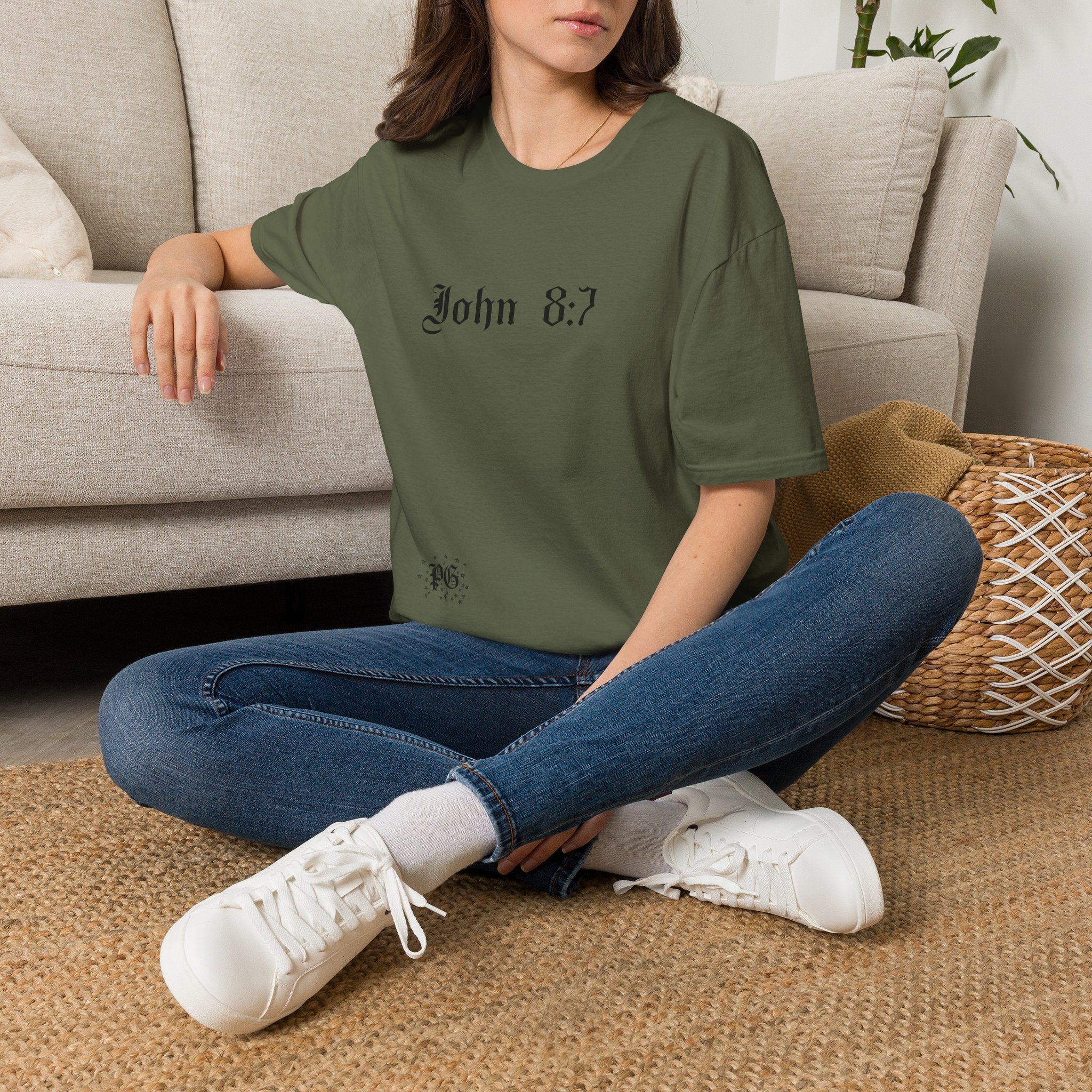 T-Shirt — John 8:7 Vintage Scripture Tee