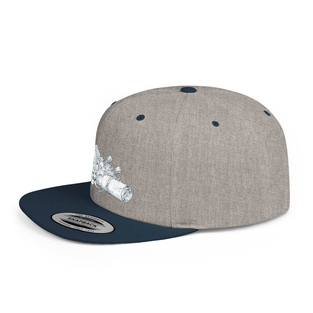 Snapback Hat — Silver Glitter Rose Embroidered Flat Bill Cap