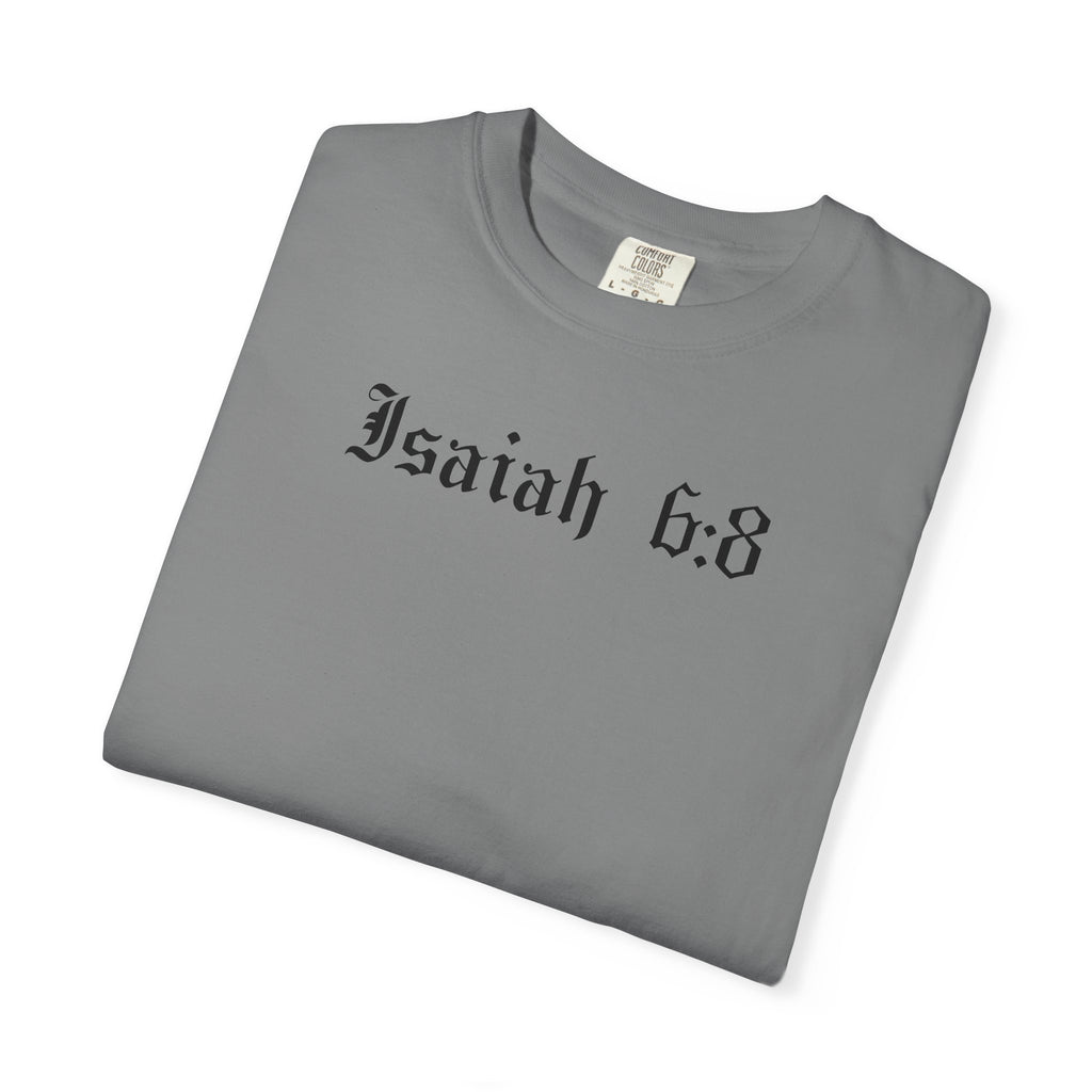 Isaiah 6:8 T-Shirt — Vintage Prayerful Backpacker Graphic Tee