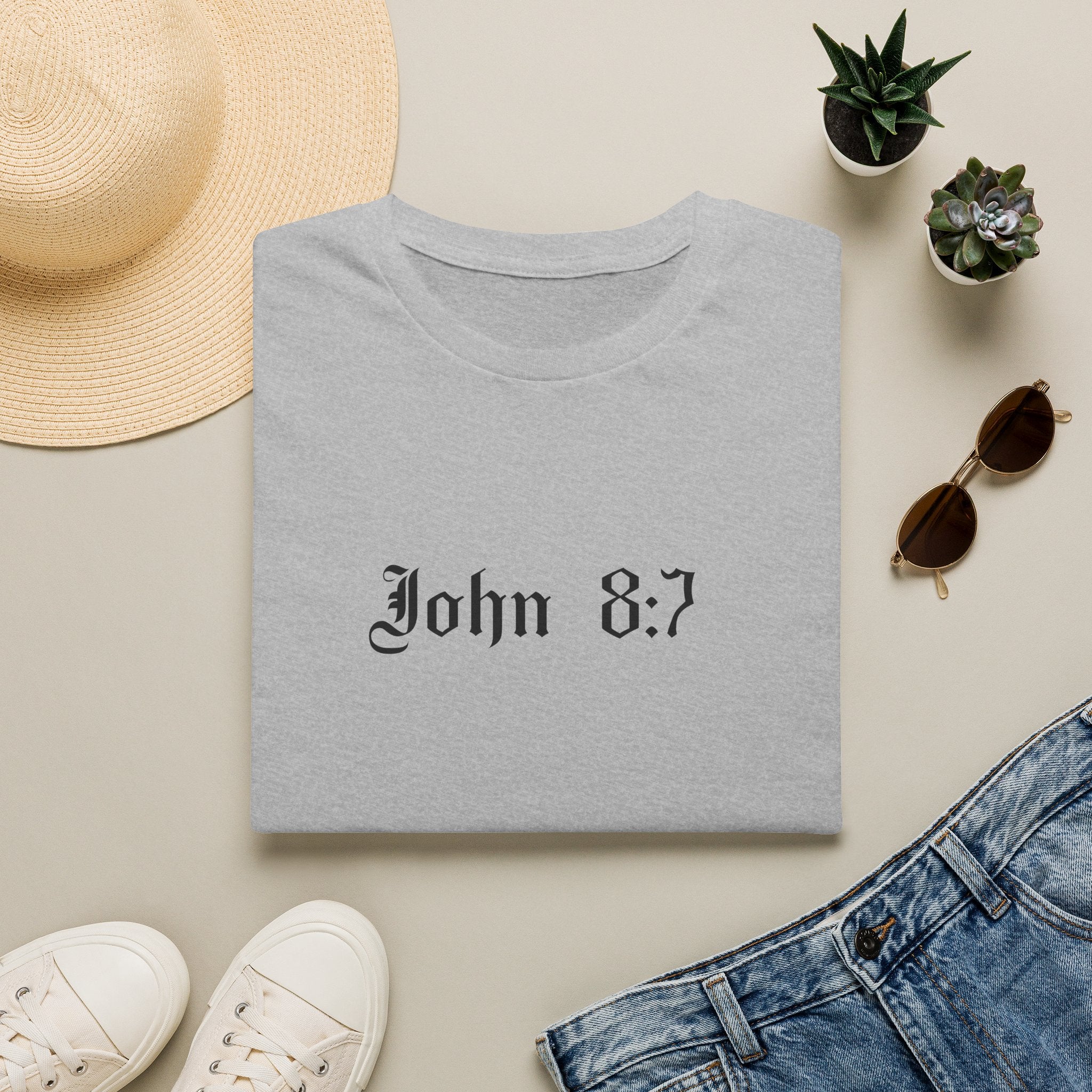 T-Shirt — John 8:7 Vintage Scripture Tee