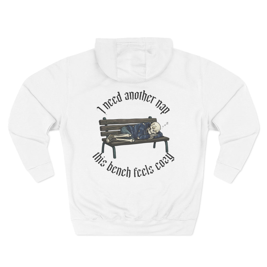 Skelly Cozy Bench Fleece Hoodie — 'Cozy Bench for Skelly' Graphic