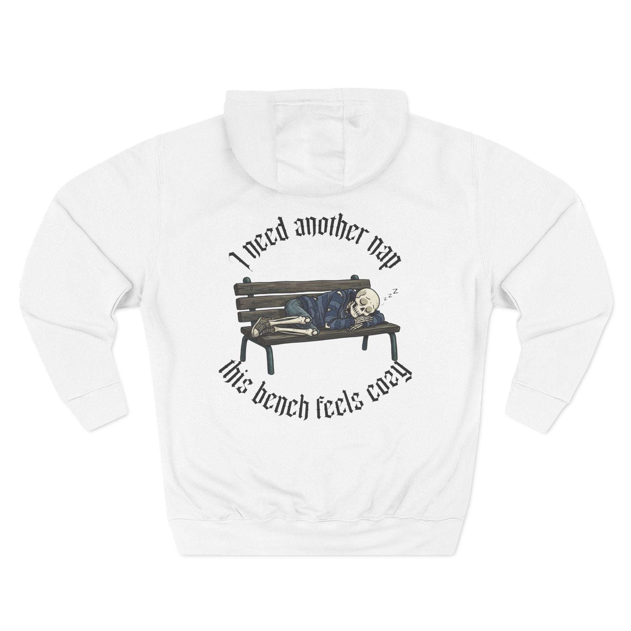 Skelly Cozy Bench Fleece Hoodie — 'Cozy Bench for Skelly' Graphic