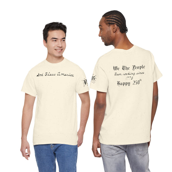 Patriotic 'God Bless America' Tee — 'We The People' Backprint 250th Celebration T-Shirt