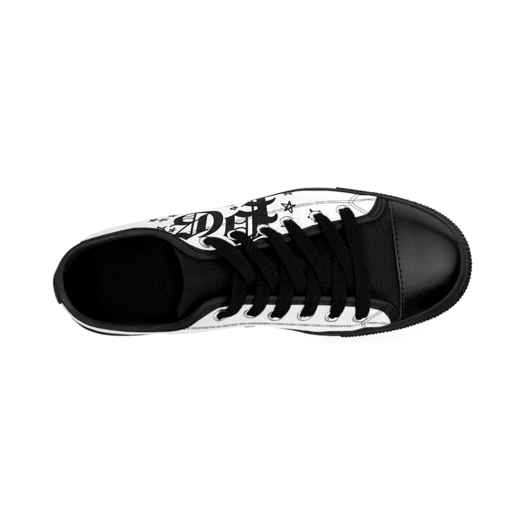 Men's Sneakers — Gothic Initial 'PG' Low-Top Canvas Shoes with Star Accent