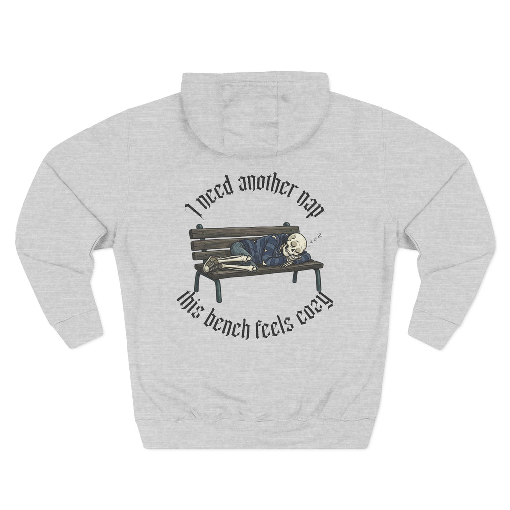 Skelly Cozy Bench Fleece Hoodie — 'Cozy Bench for Skelly' Graphic