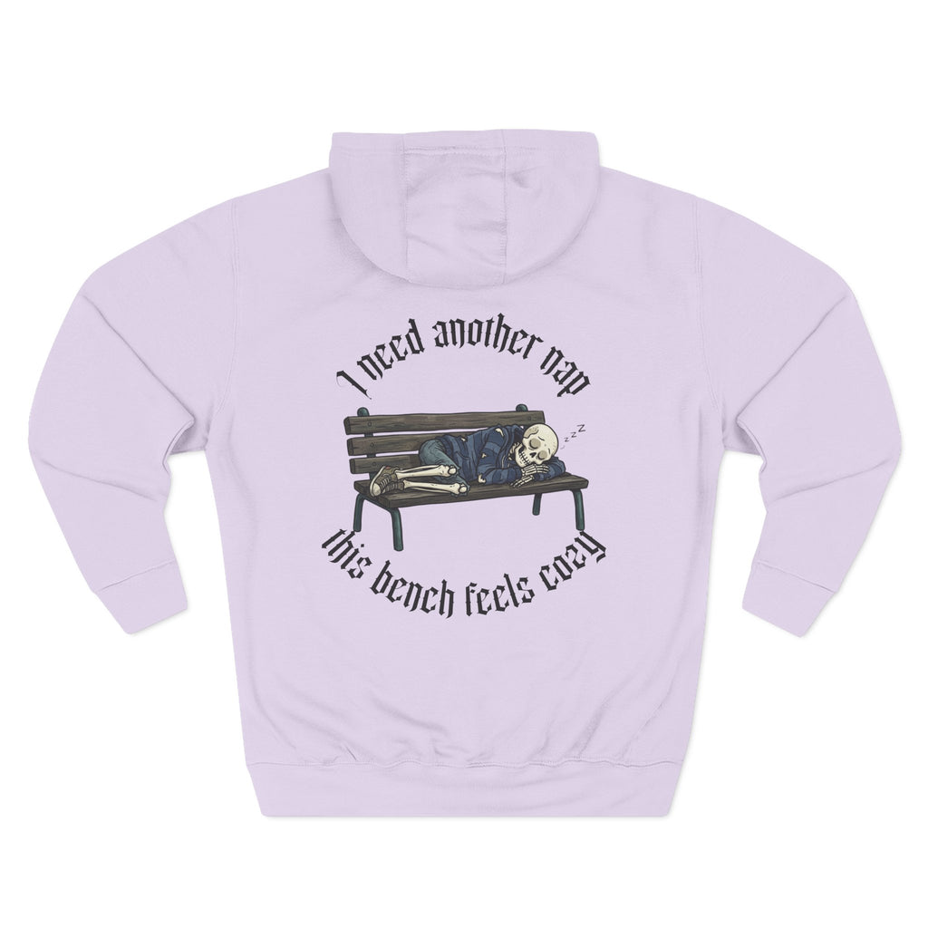 Skelly Cozy Bench Fleece Hoodie — 'Cozy Bench for Skelly' Graphic