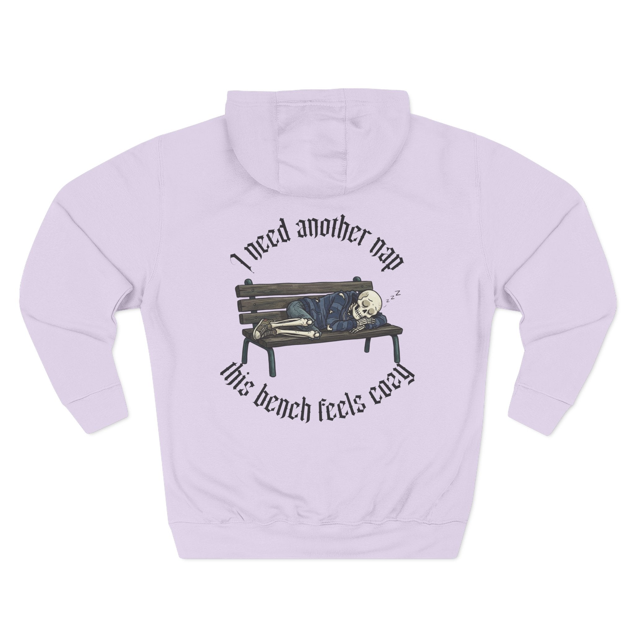 Skelly Cozy Bench Fleece Hoodie — 'Cozy Bench for Skelly' Graphic