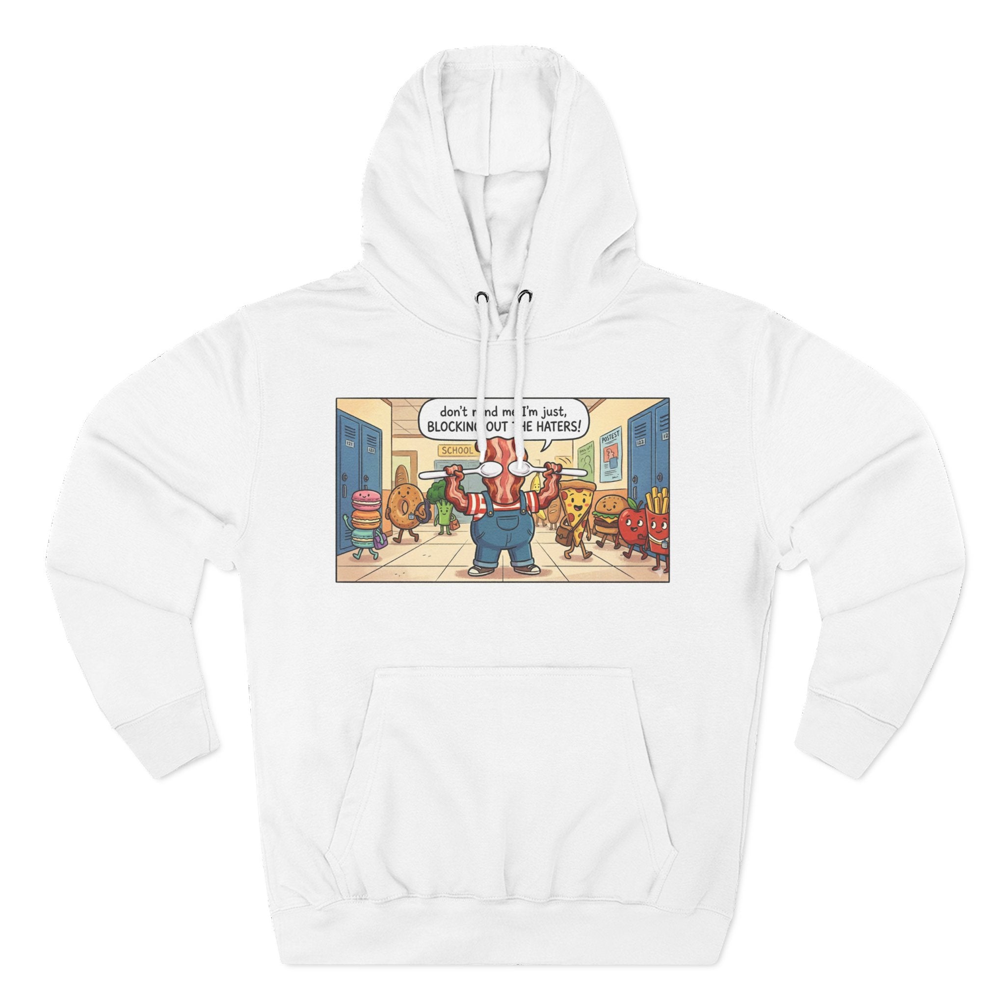 Cartoon School Hallway Hoodie — "Don’t Mess With My Block" Graphic Fleece Hoodie