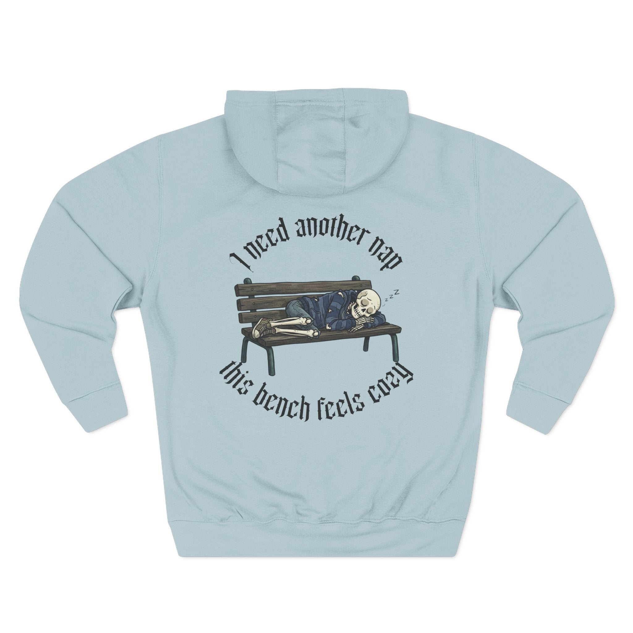 Skelly Cozy Bench Fleece Hoodie — 'Cozy Bench for Skelly' Graphic