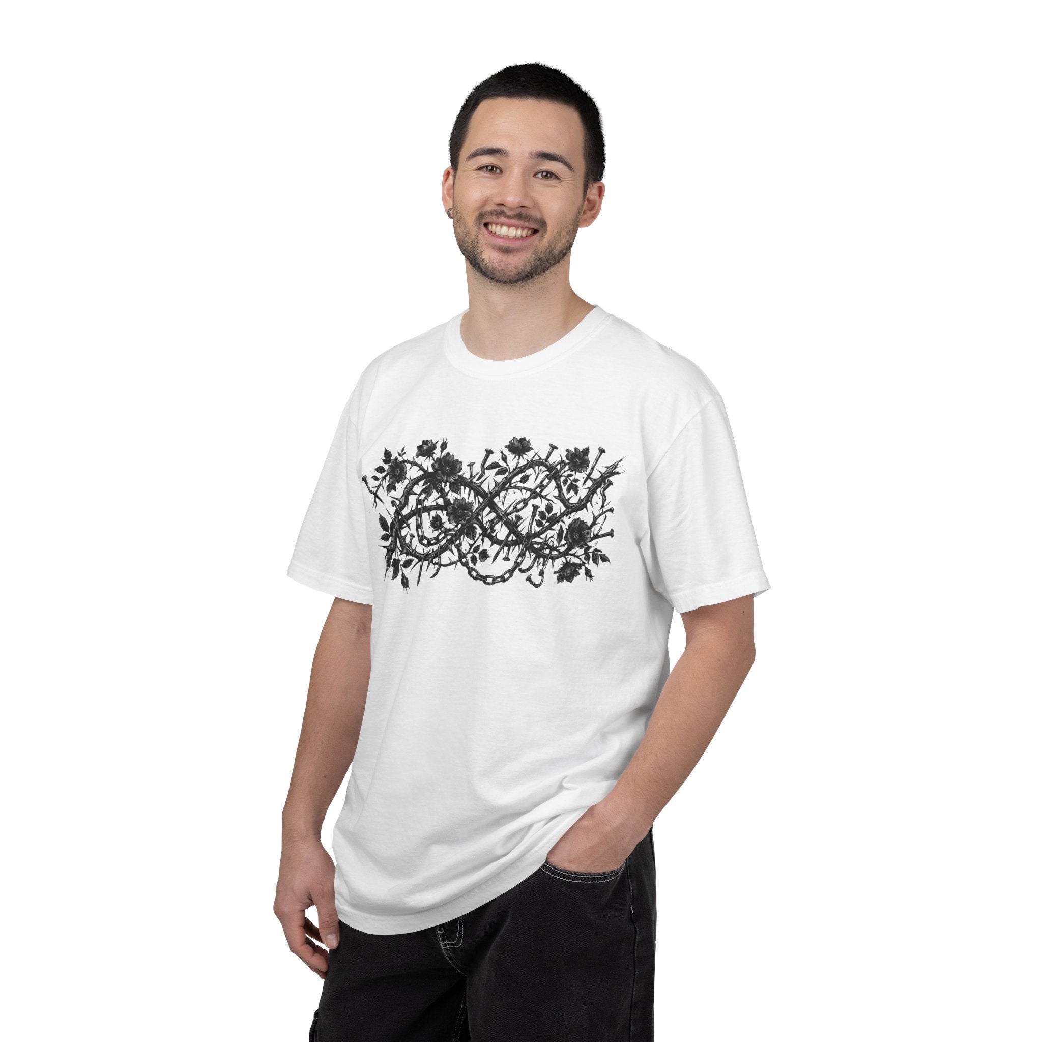 Floral Infinity T-Shirt — Gothic Rose Vine Design with ‘PG’ Back Print