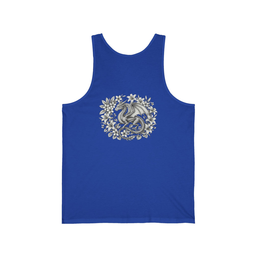 Dragon Floral Tank Top — Mystical Dragon Wreath Graphic Jersey Tank
