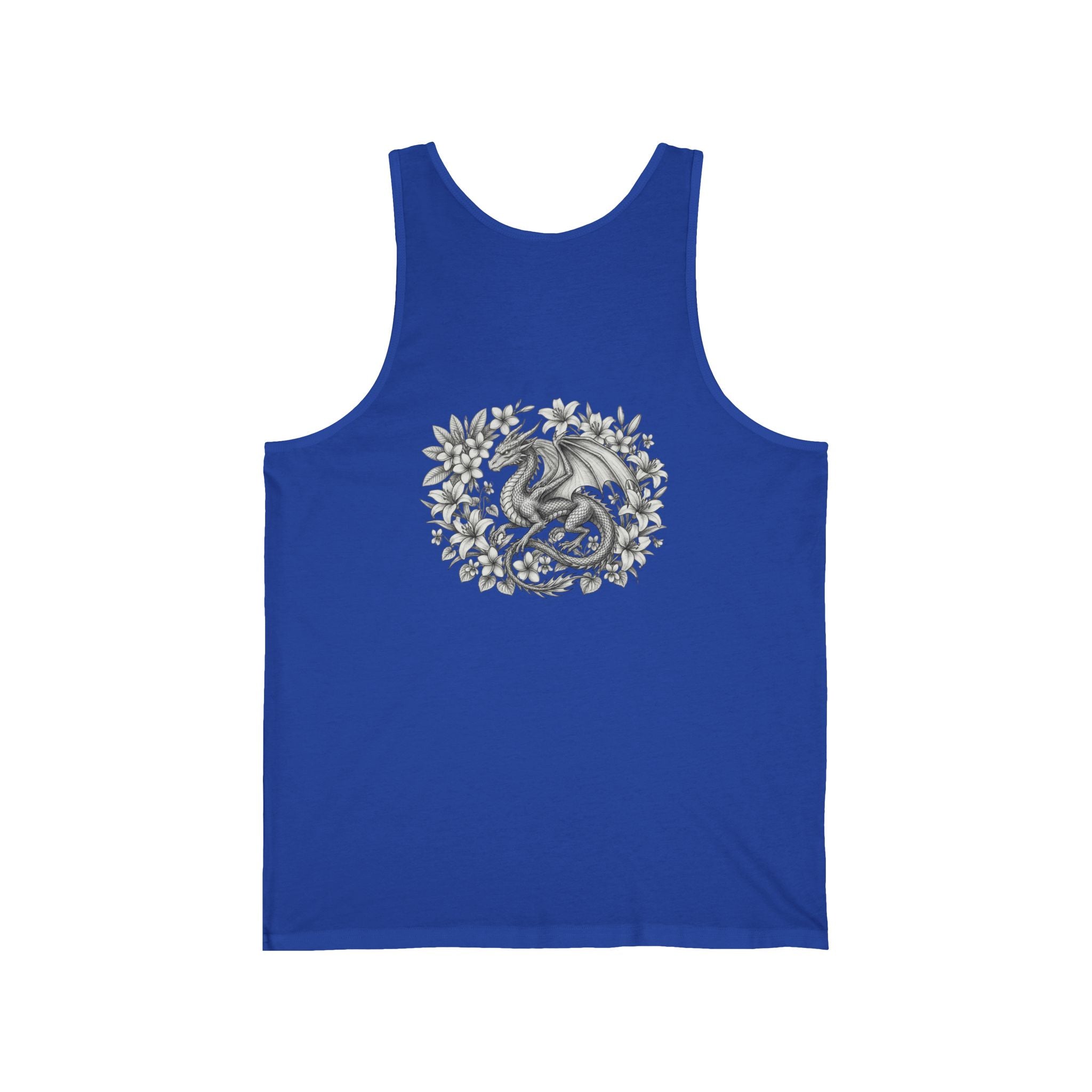 Dragon Floral Tank Top — Mystical Dragon Wreath Graphic Jersey Tank