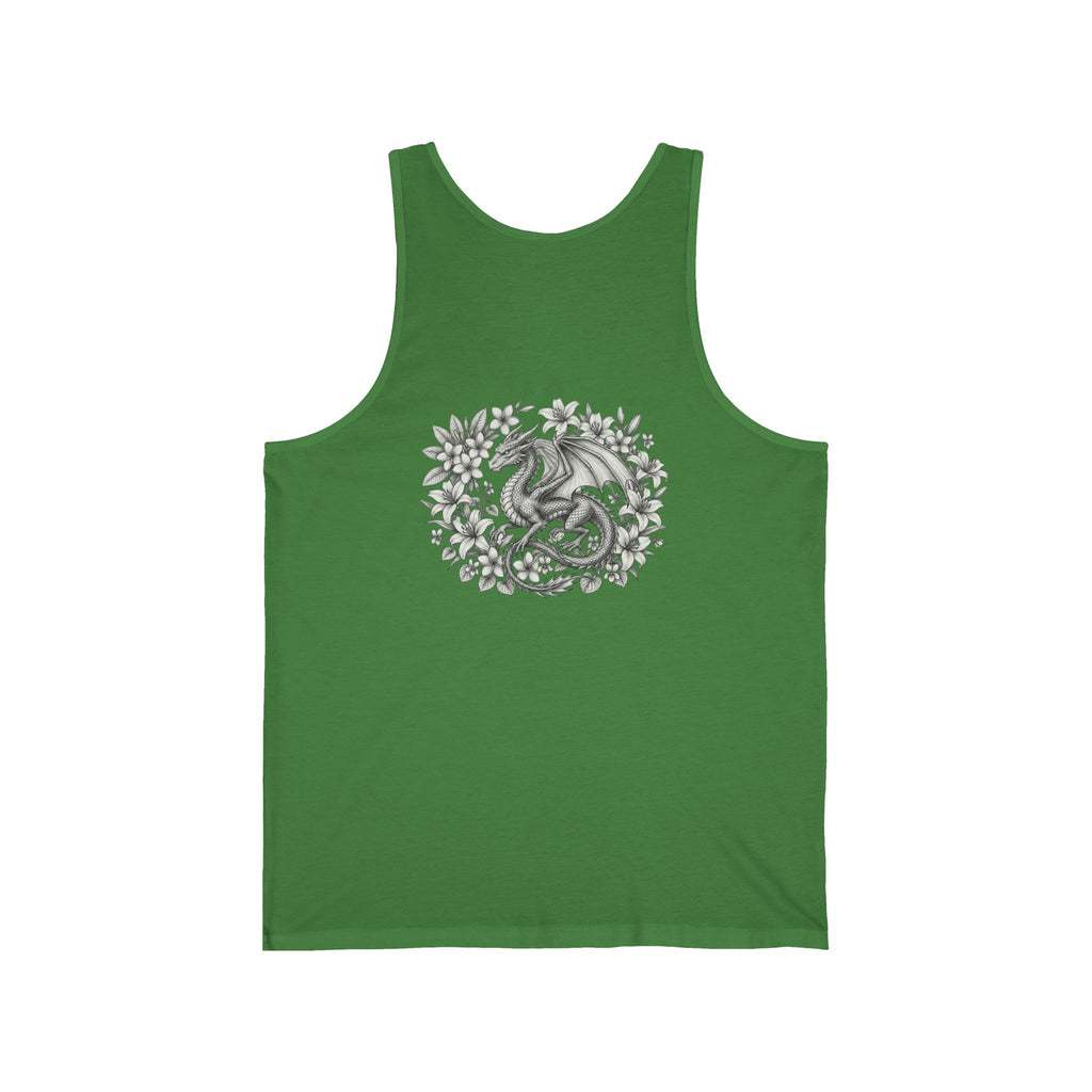 Dragon Floral Tank Top — Mystical Dragon Wreath Graphic Jersey Tank