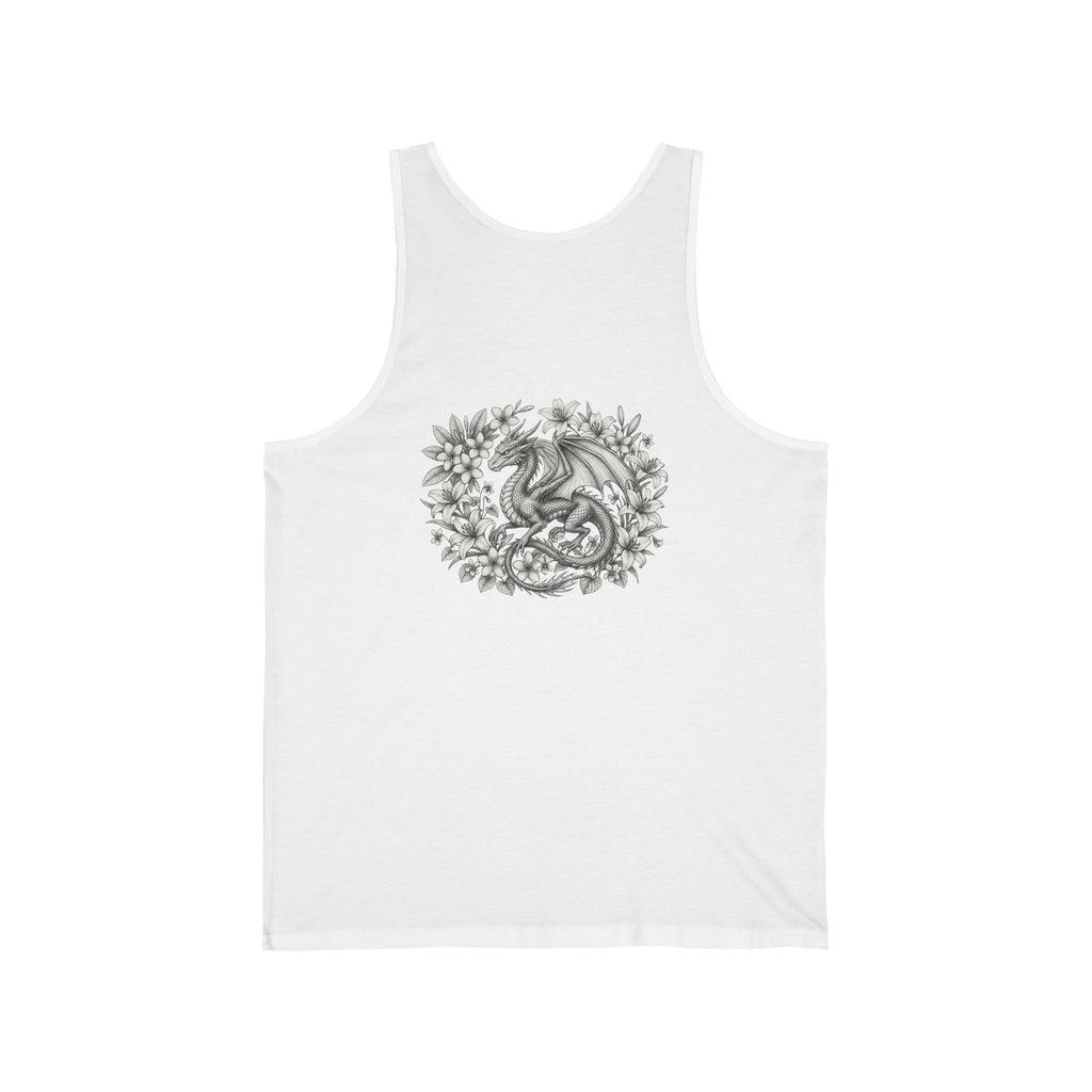 Dragon Floral Tank Top — Mystical Dragon Wreath Graphic Jersey Tank