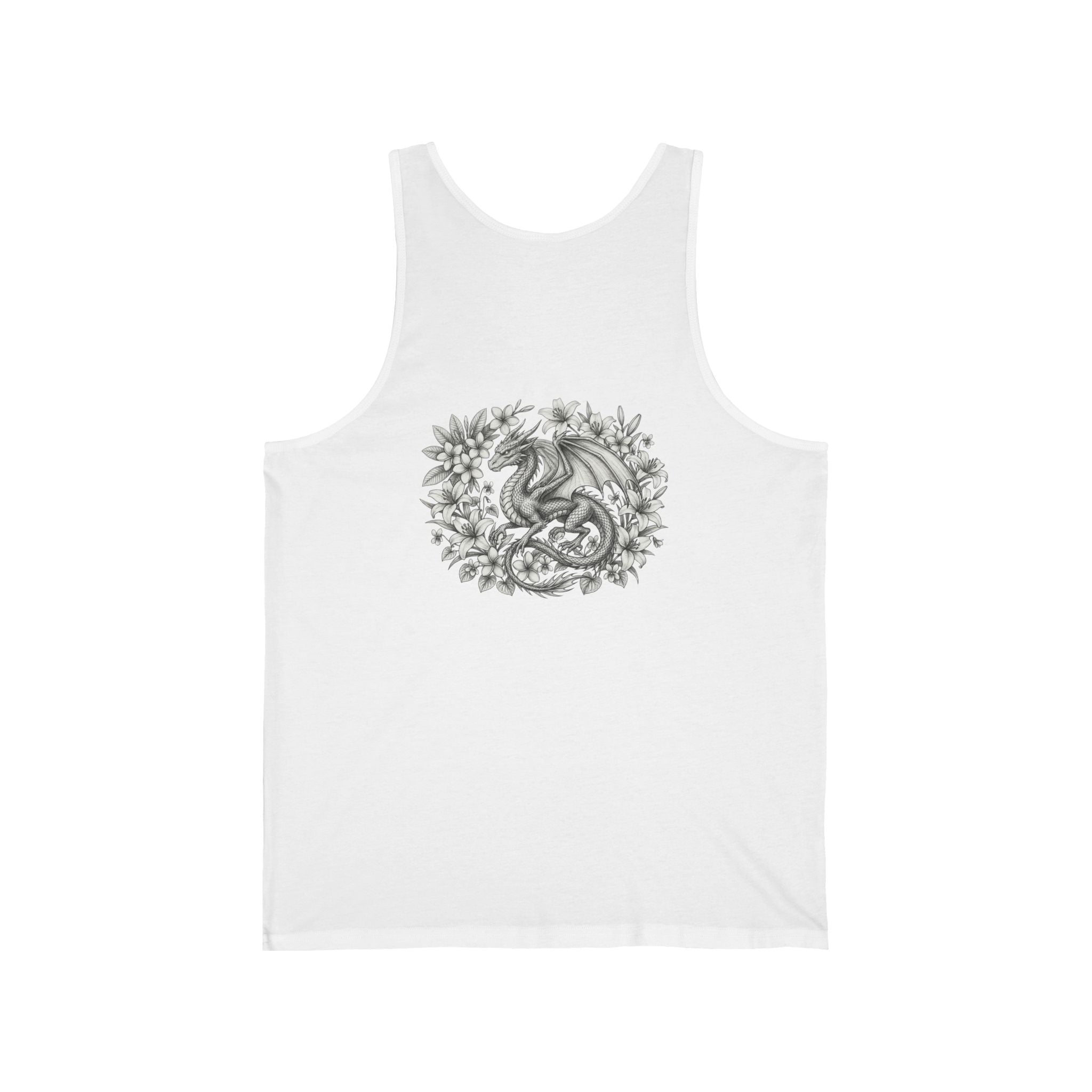Dragon Floral Tank Top — Mystical Dragon Wreath Graphic Jersey Tank