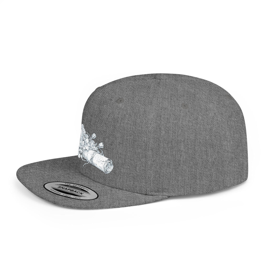Snapback Hat — Silver Glitter Rose Embroidered Flat Bill Cap