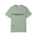 2 Corinthians 5:7 T‑Shirt — Faith Typography Tee with Walking Figure Back