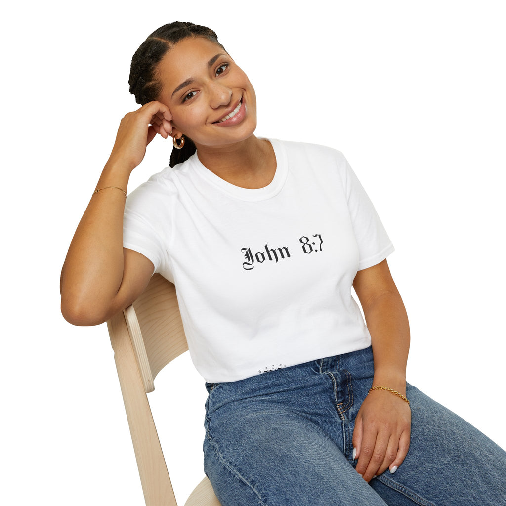 T-Shirt — John 8:7 Vintage Scripture Tee