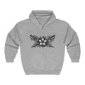 Floral Gothic Zip Hoodie — Monochrome Plumeria & Star Back Print