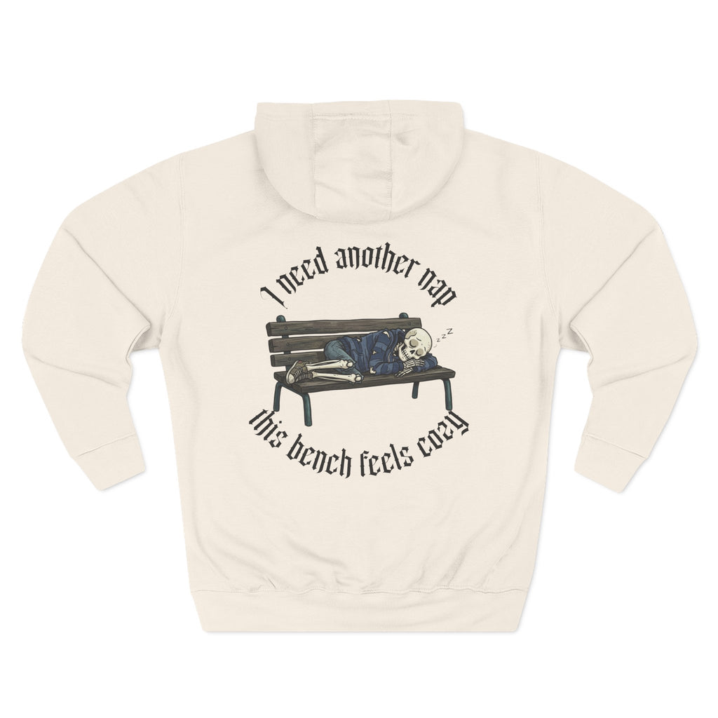 Skelly Cozy Bench Fleece Hoodie — 'Cozy Bench for Skelly' Graphic