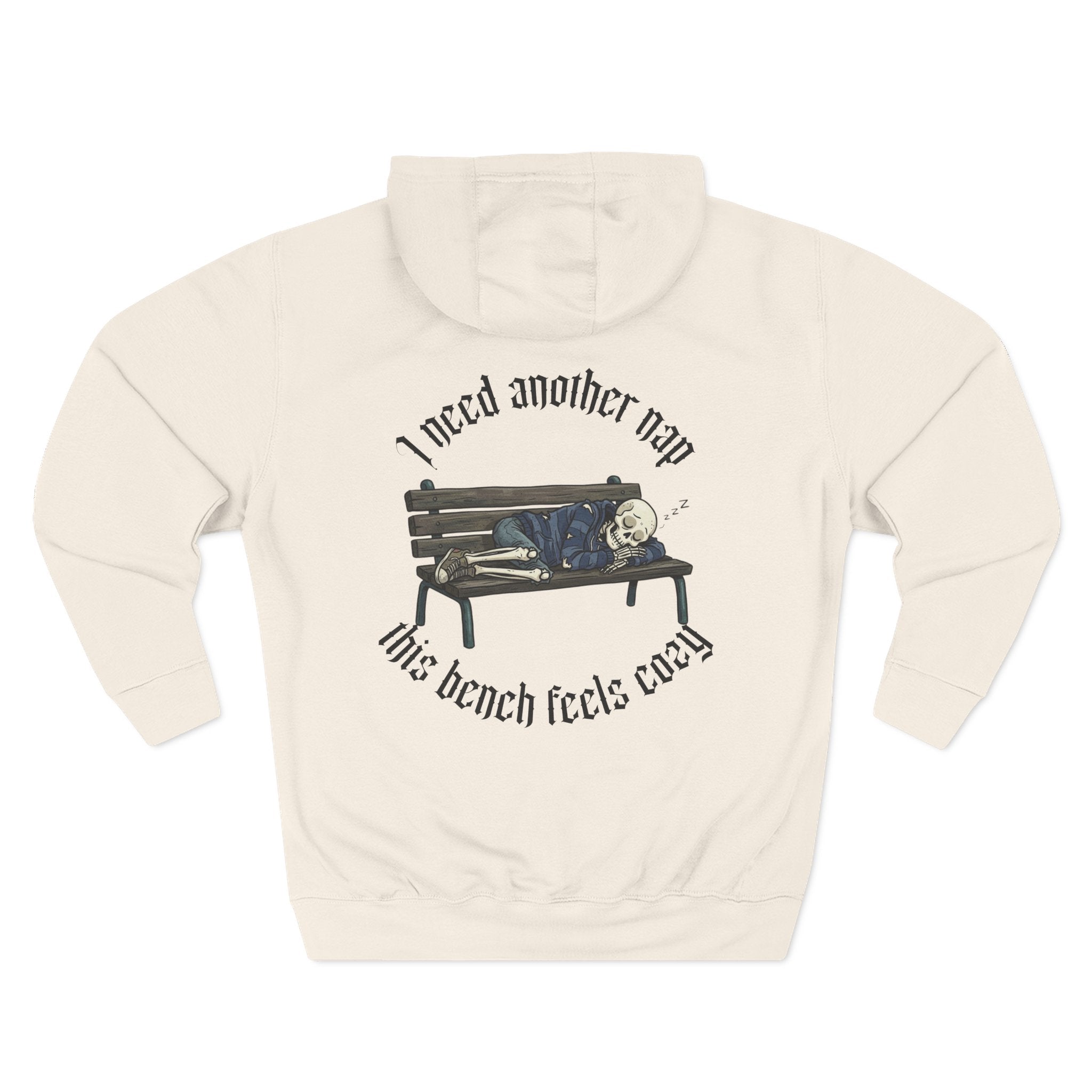 Skelly Cozy Bench Fleece Hoodie — 'Cozy Bench for Skelly' Graphic