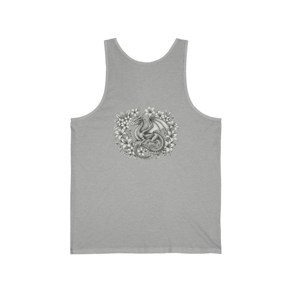 Dragon Floral Tank Top — Mystical Dragon Wreath Graphic Jersey Tank