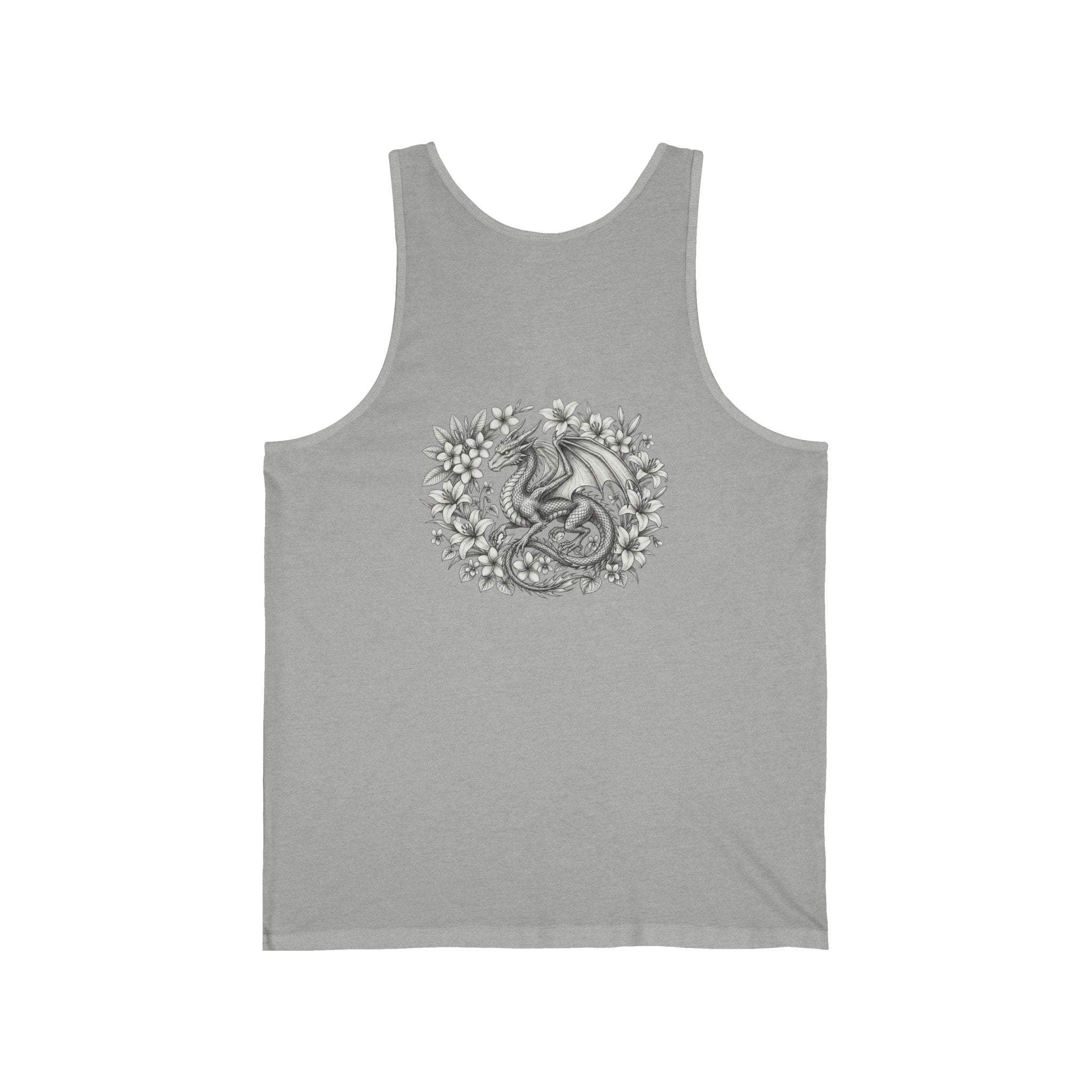 Dragon Floral Tank Top — Mystical Dragon Wreath Graphic Jersey Tank