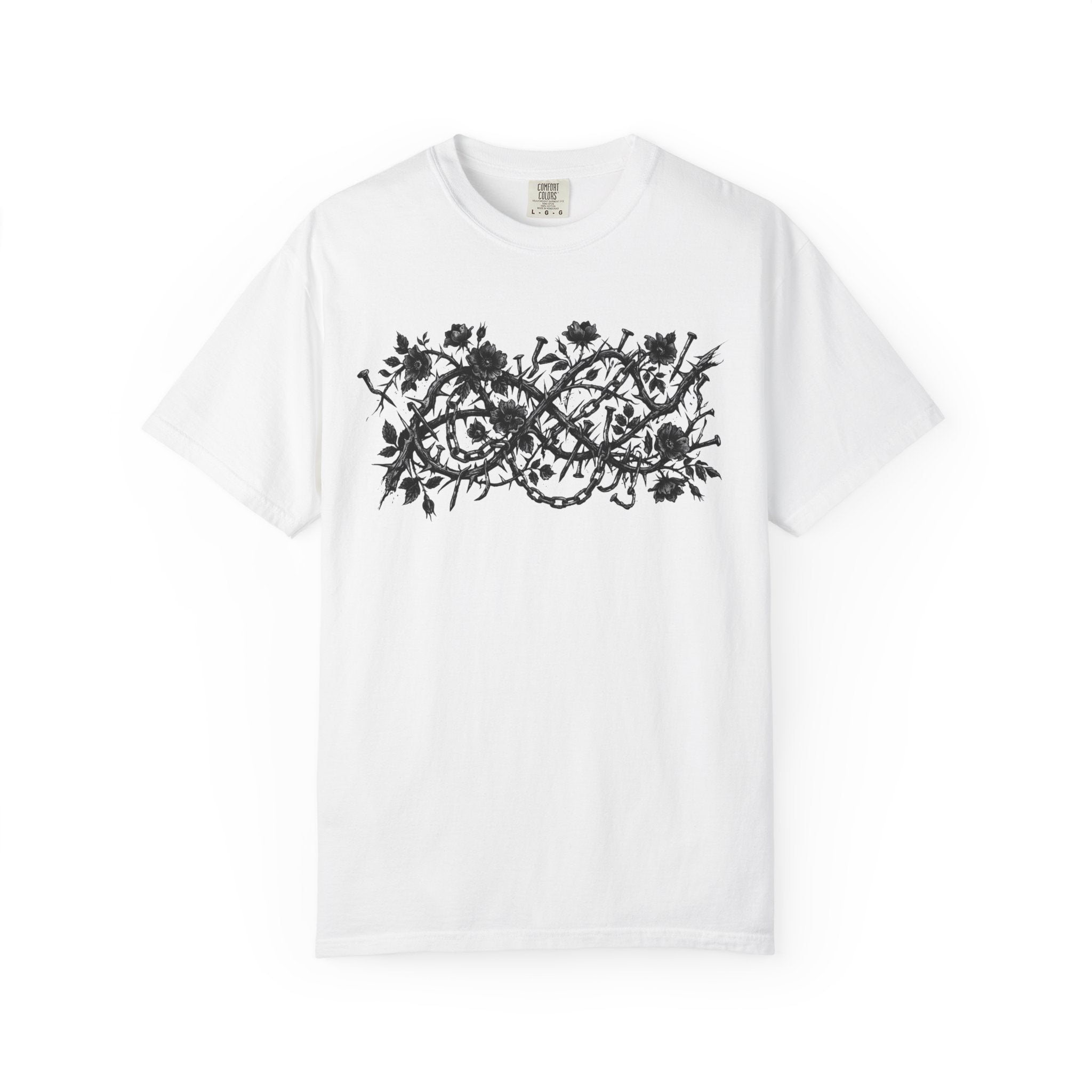 Floral Infinity T-Shirt — Gothic Rose Vine Design with ‘PG’ Back Print