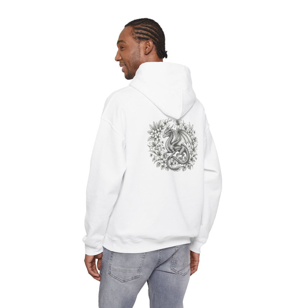 Dragon Ouroboros Hoodie — Vintage Floral Serpent Graphic Pullover