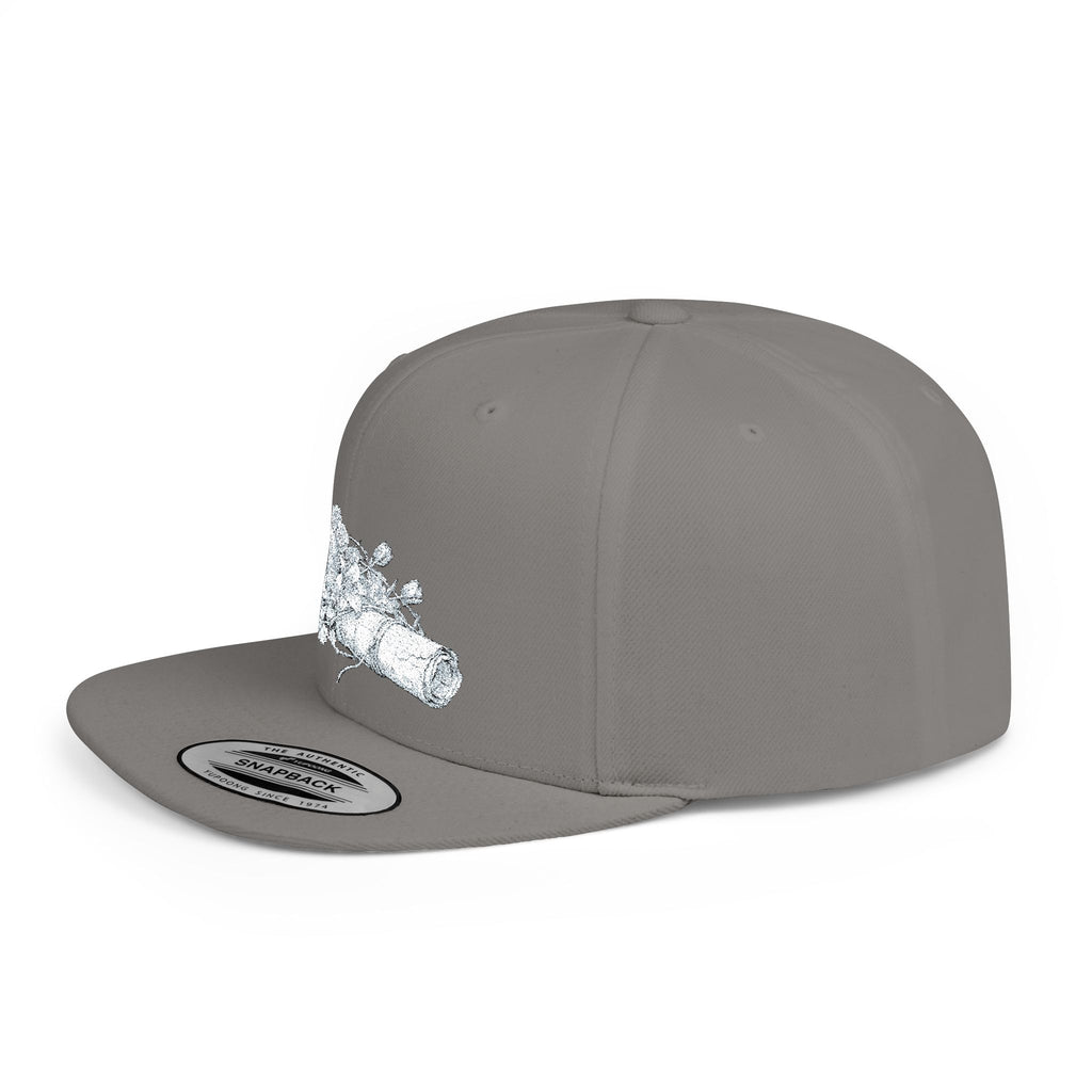 Snapback Hat — Silver Glitter Rose Embroidered Flat Bill Cap