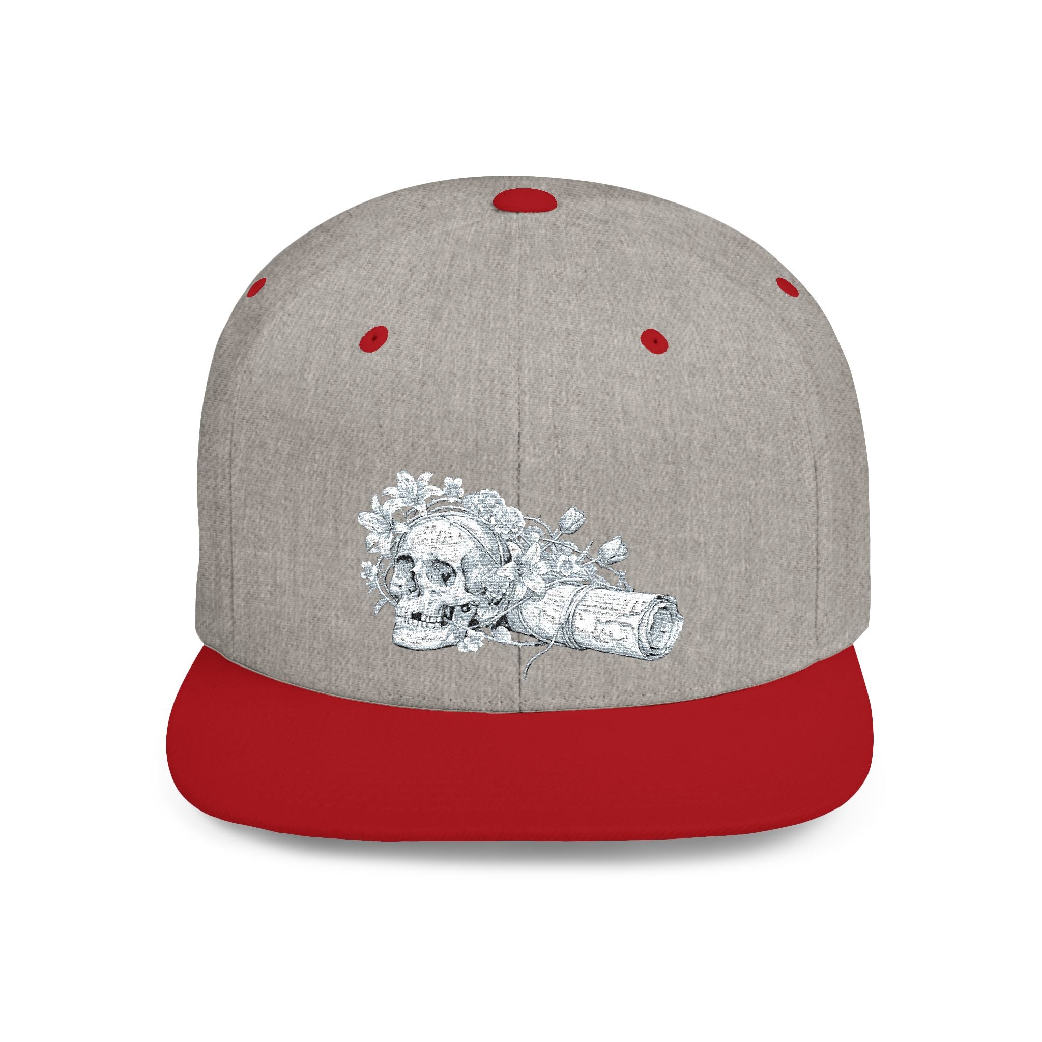 Snapback Hat — Silver Glitter Rose Embroidered Flat Bill Cap