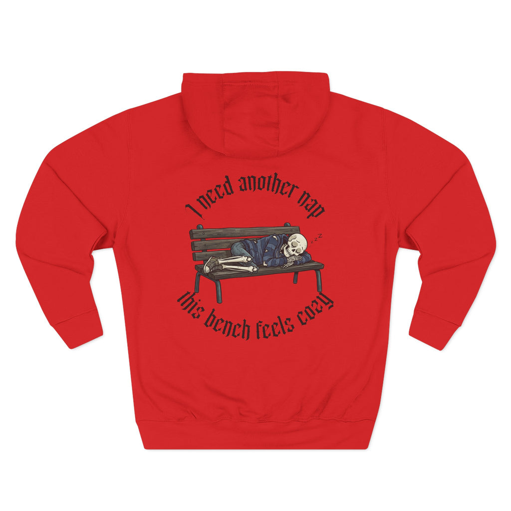 Skelly Cozy Bench Fleece Hoodie — 'Cozy Bench for Skelly' Graphic