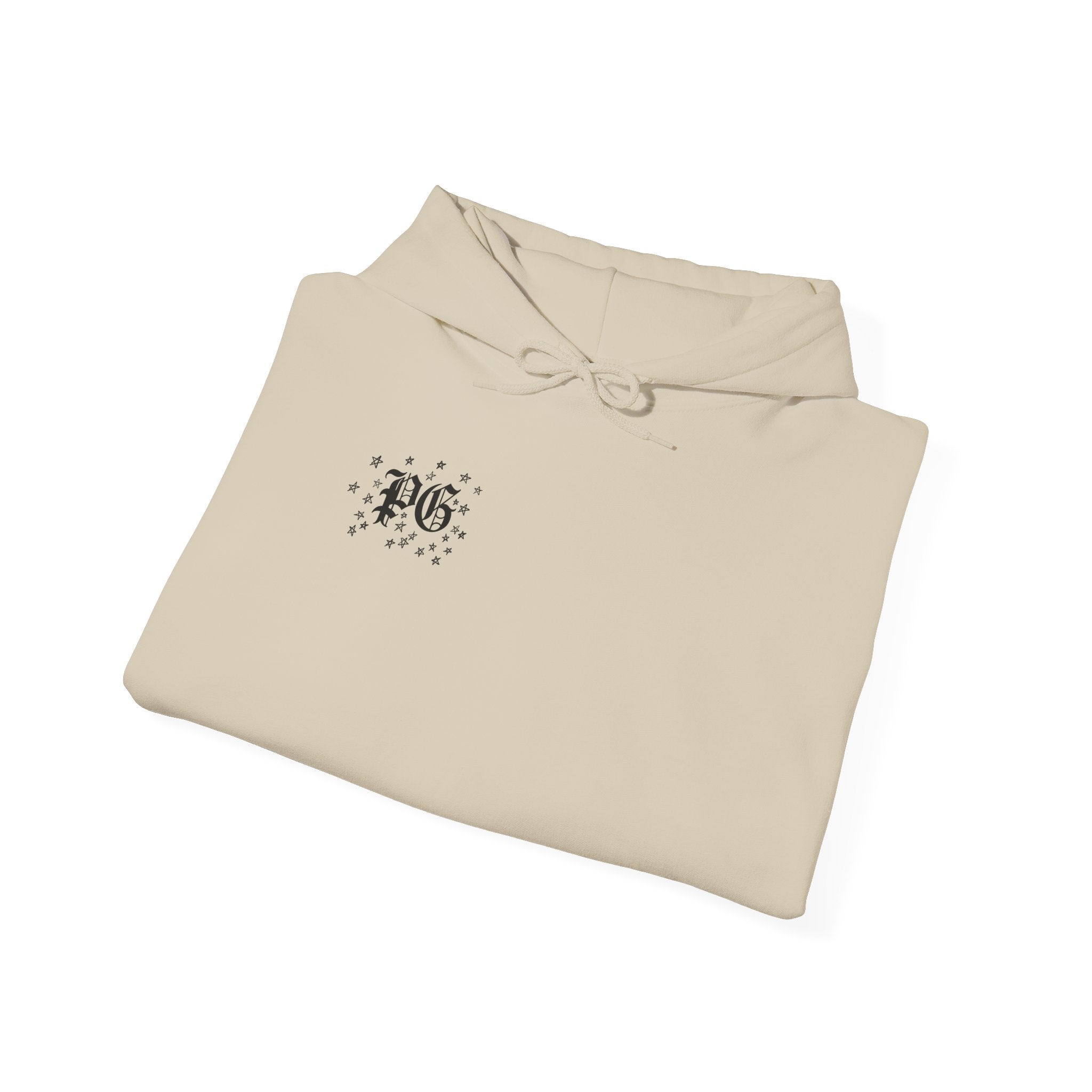 Floral Monogram Hoodie — 'PG' Gothic Letter Garden Back Print